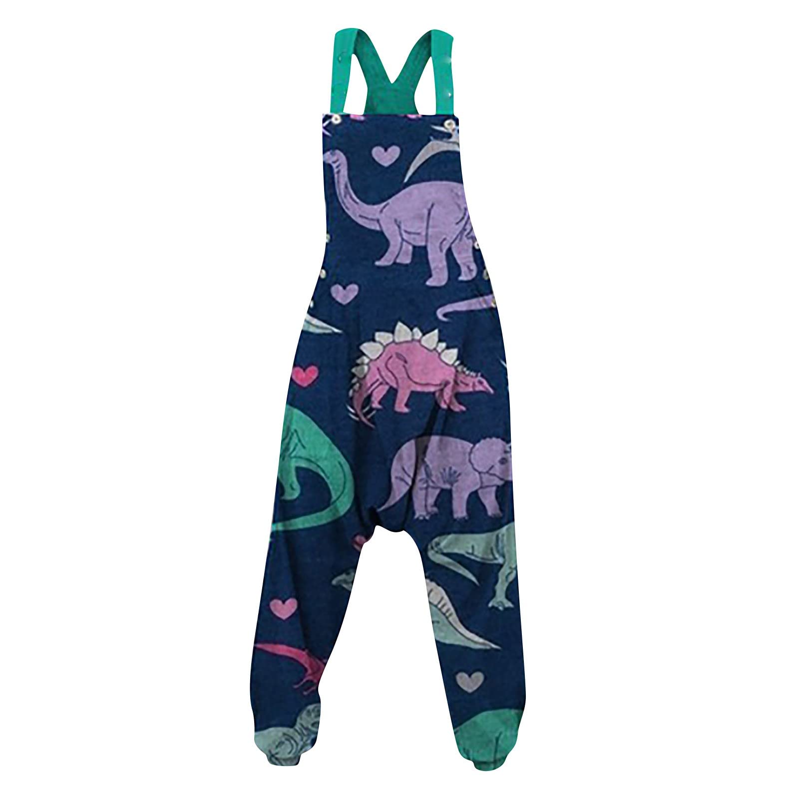 Women's Linen Jumpsuit with Suspenders - Loose Fit Baggy Cotton Wide Leg Romper with Printed Bib Overalls | Casual Summer Outfit, Beach Wear & Boho Fashion