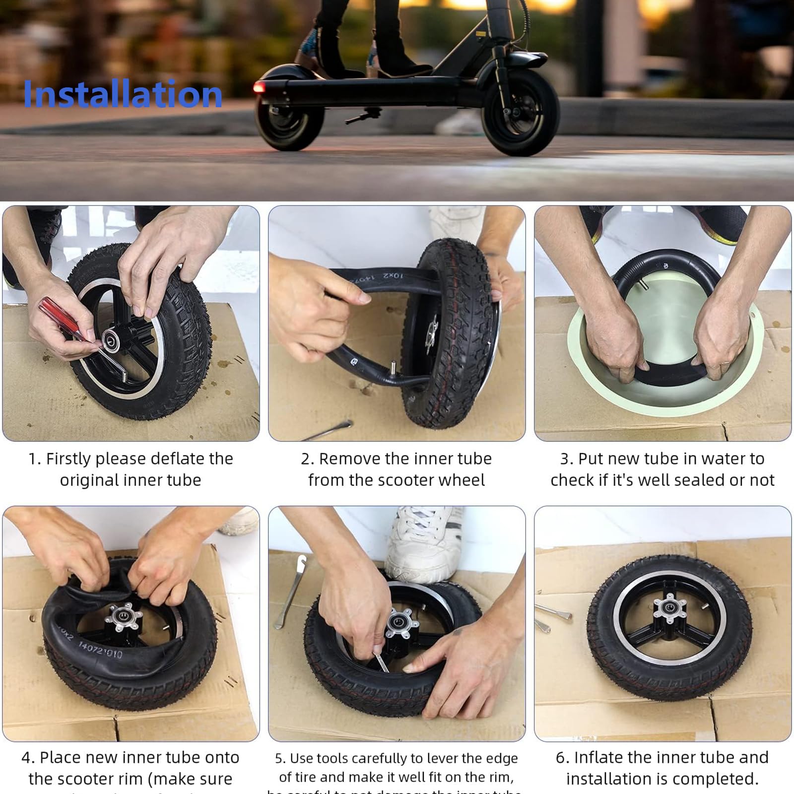 10x2.125 Electric Scooter Inner Tubes (2-Pack) - Heavy Duty Thick Replacement Tubes for 10x1.95 10x2.0 10x2.125 10x2.5 Tires - Perfect for Kids Bikes, E-Scooters & Commuting