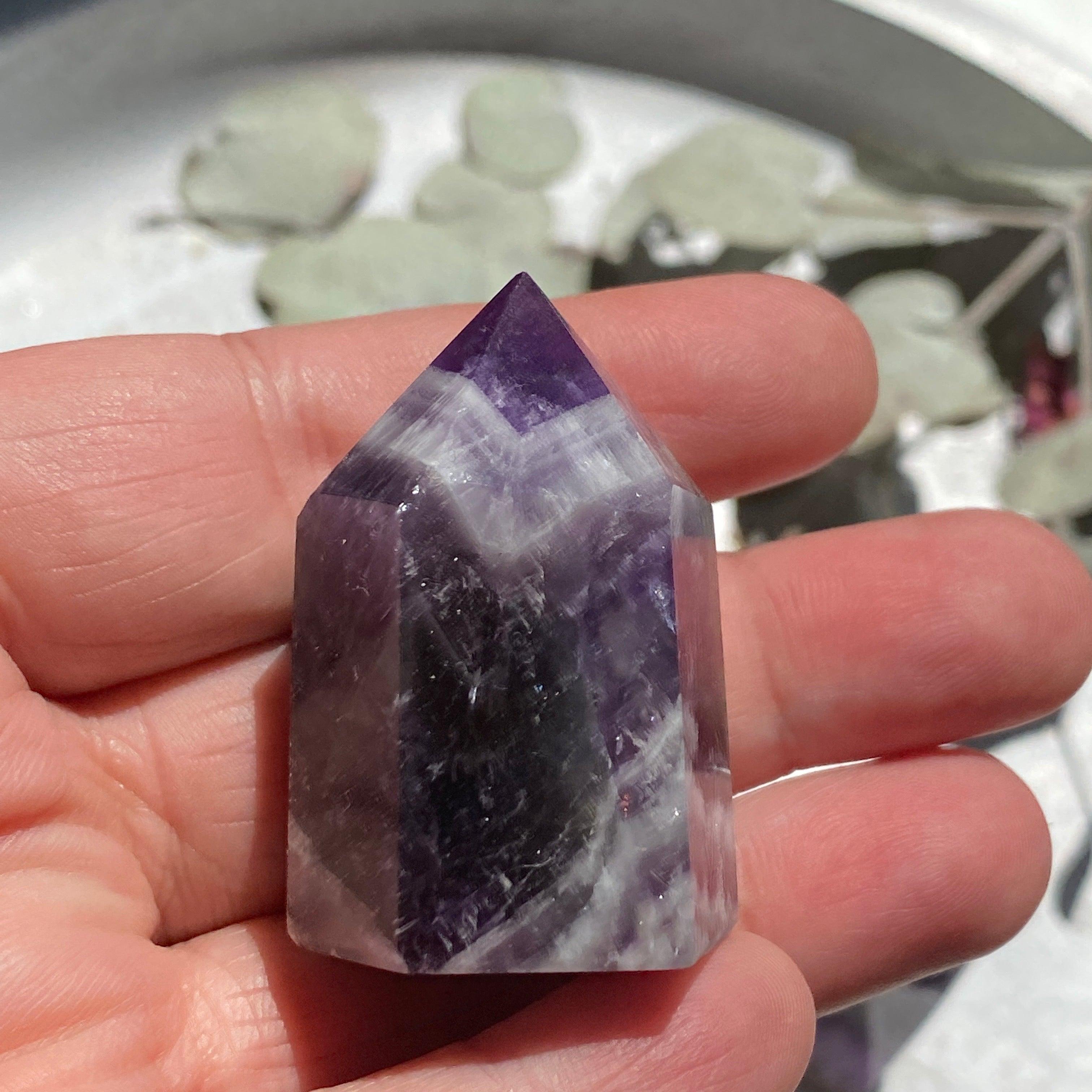 Chevron Amethyst Mini Generator - Portable Healing Crystal Energy Device for Meditation, Reiki & Spiritual Practices