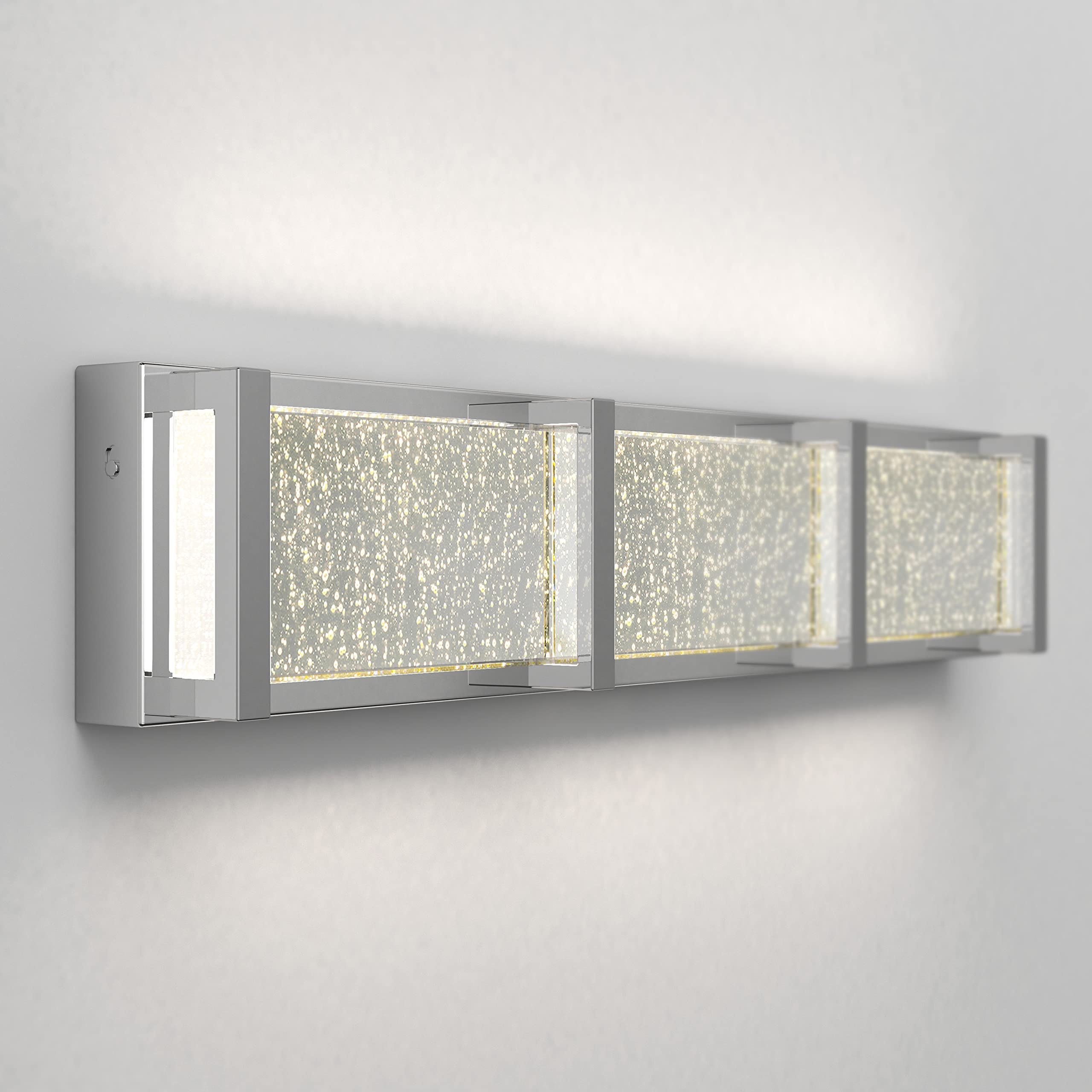 Artika Subway 20W LED Modern Vanity Light Fixture in Chrome - Energy Efficient Bathroom Lighting with 1100 Lumens, 3500K Warm White, Bubble Glass Diffuser (No Bulb Required) - Perfect for Bathroom Vanity, Makeup Mirror, and Dressing Room Lighting