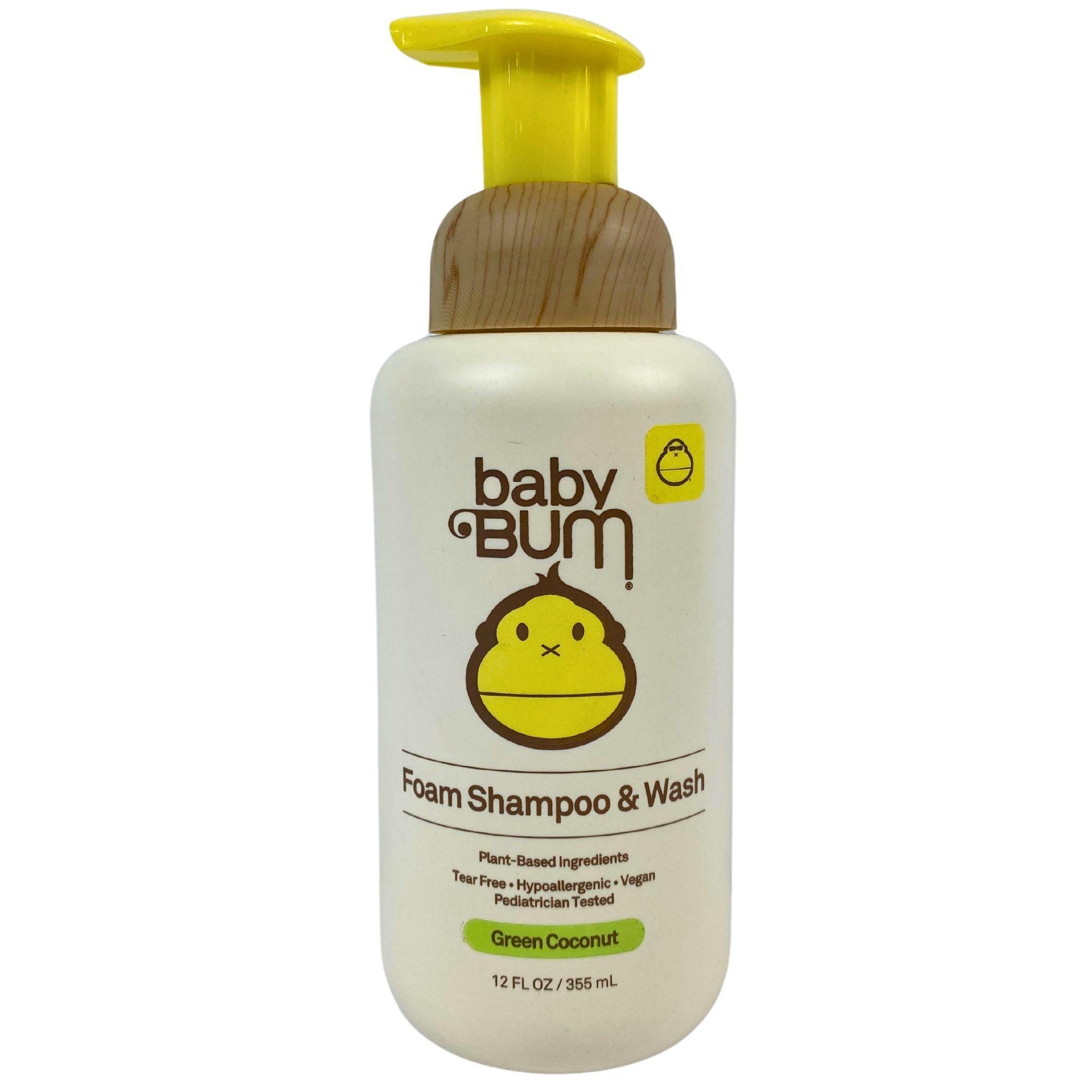 Baby Bum Foam Shampoo & Wash - Green Coconut Scent, Plant-Based Formula, 12oz (48-Pack) - Gentle Baby Bath & Hair Care for Sensitive Skin