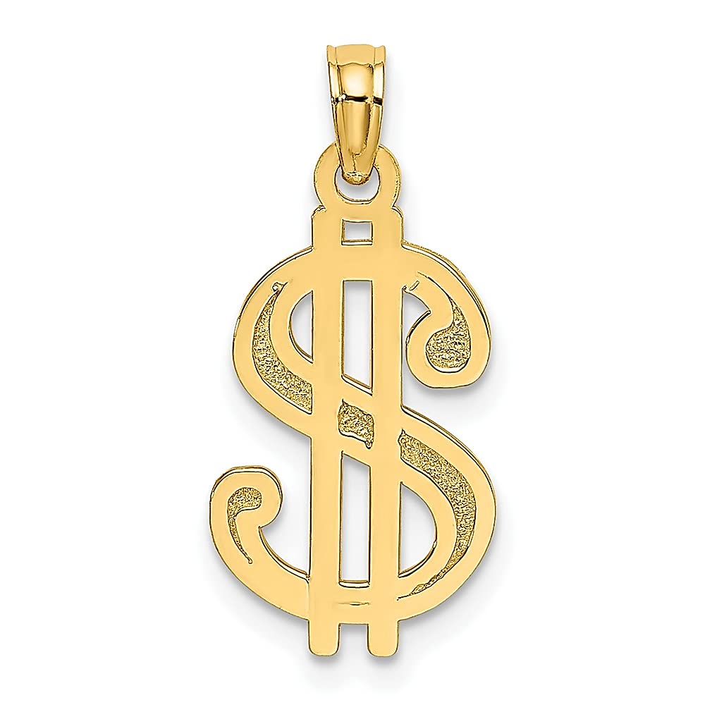 10K Yellow Gold Dollar Sign Charm Necklace for Women - Textured Gambling Pendant Jewelry Gift for Her - Perfect for Casino Nights, Birthday Presents & Special Occasions