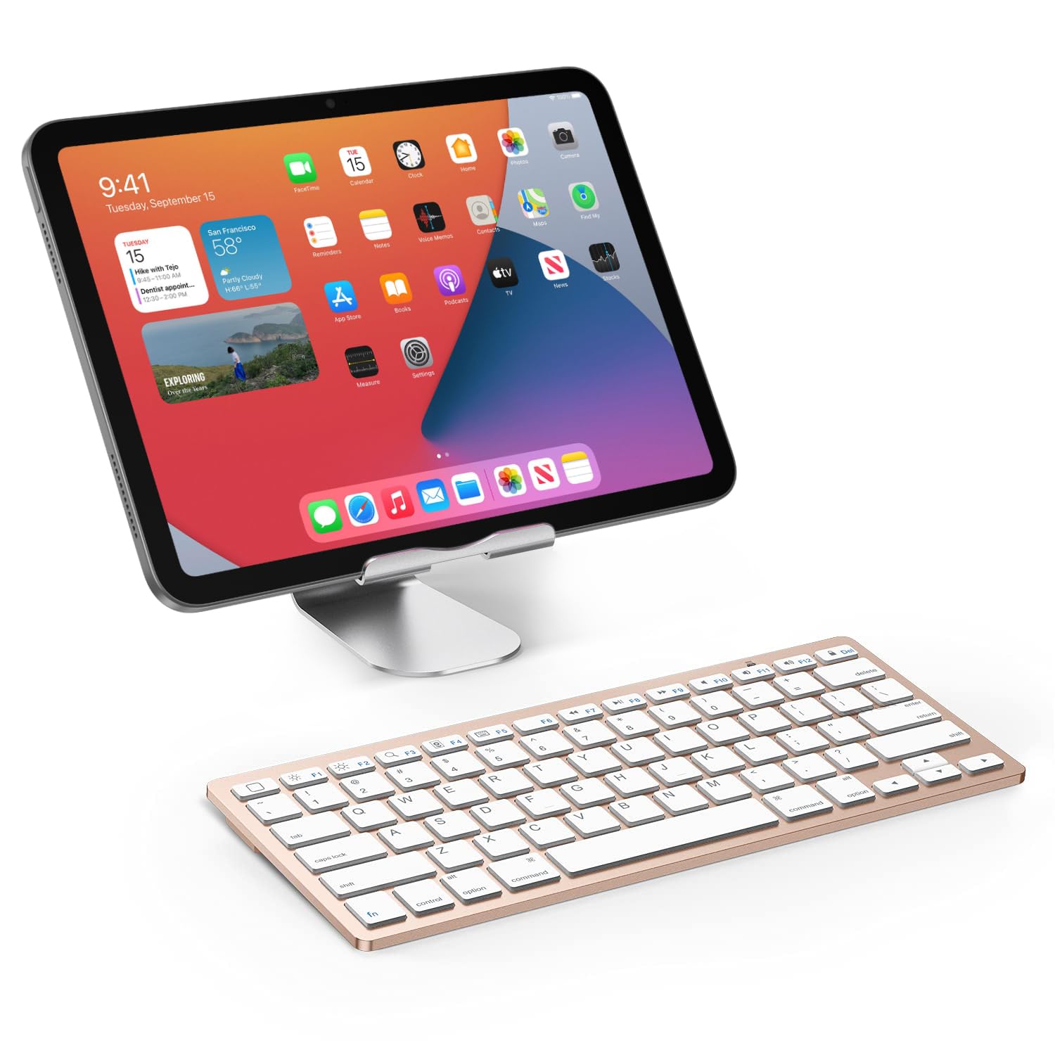 OMOTON Wireless Bluetooth Keyboard for iPad 10th Gen & iPad Pro/Air/Mini - Ultra Slim Portable Keyboard Compatible with iPad 10.2 (7th/8th/9th Gen), iPad Pro 11/12.9/13 inch, iPad Air 4th/5th Gen - Perfect for Home Office, Travel & Remote Work (Gold)