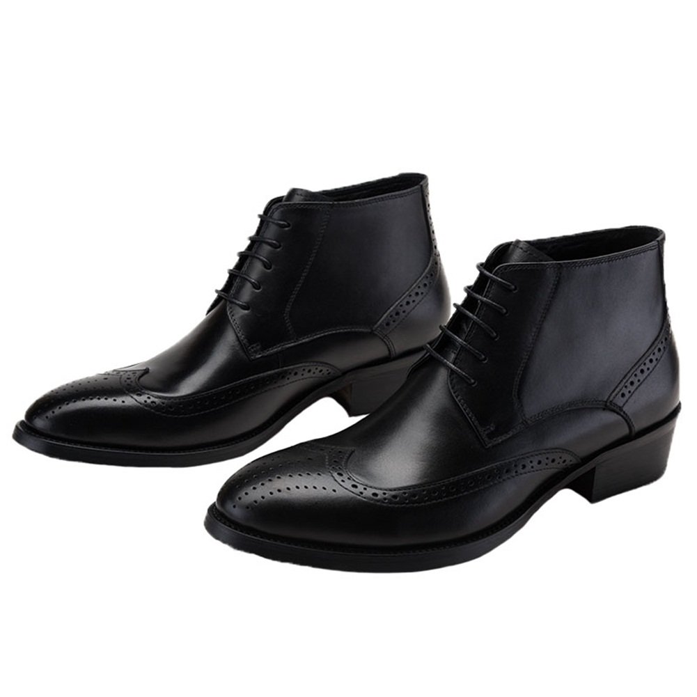 Santimon Men's Leather Brogue Dress Boots - Wingtip Lace Up Ankle Boots for Formal & Casual Wear | Office, Wedding & Night Out Shoes