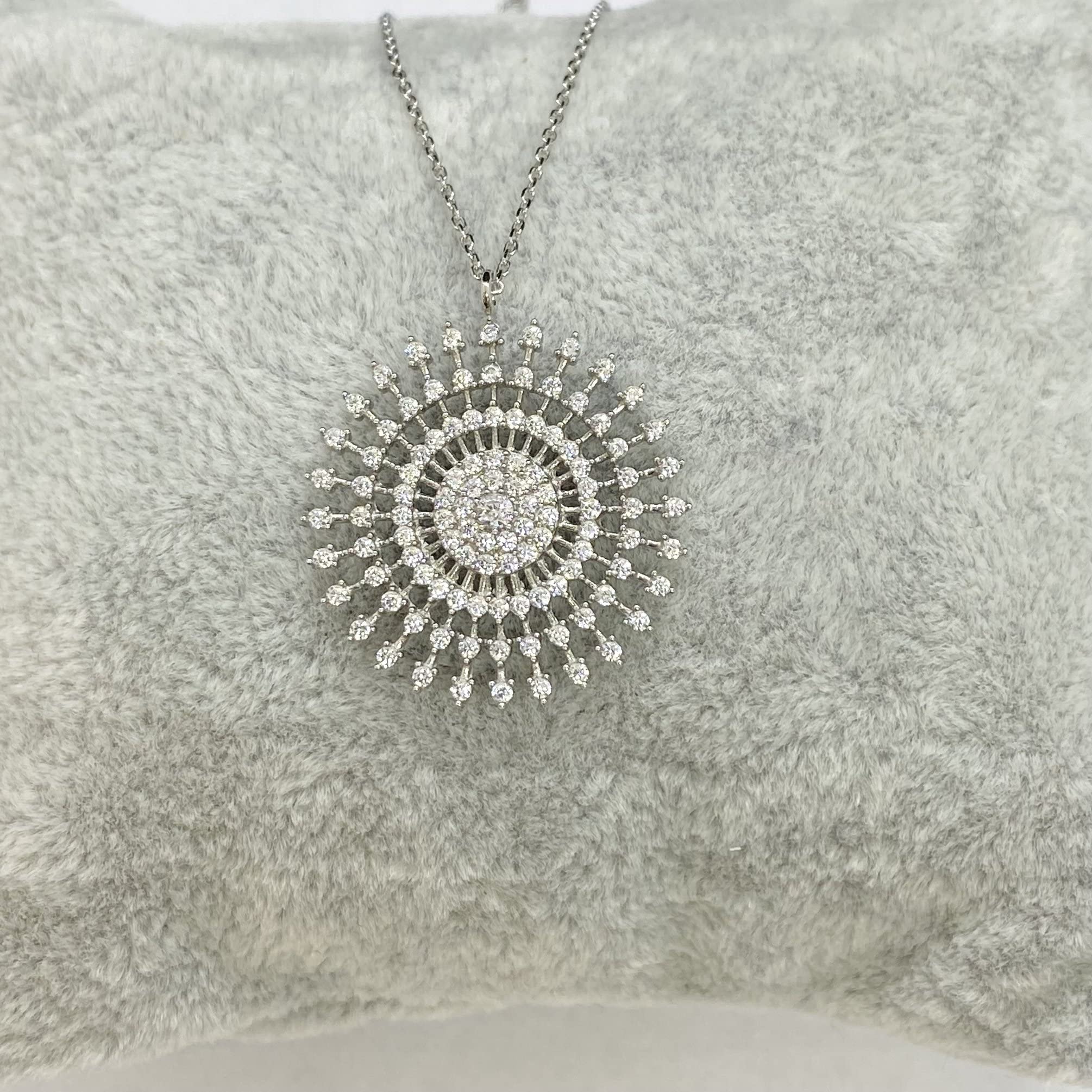 925K Sterling Silver Sun Necklace for Women - CZ Pendant, Dainty Jewelry Gift for Birthday & Christmas | Everyday Wear