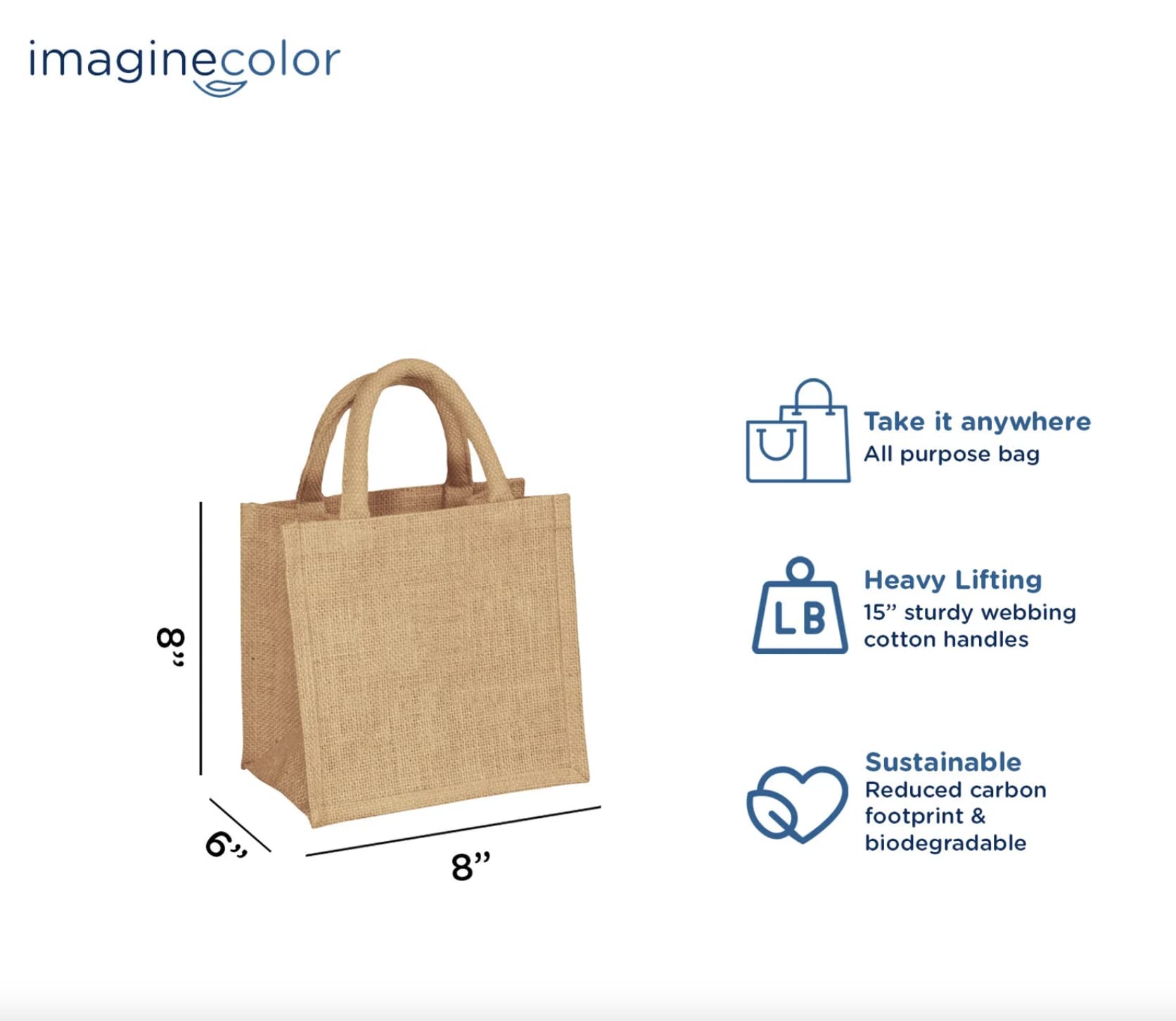 50 Small Jute Burlap Gift Bags with Handles - 8