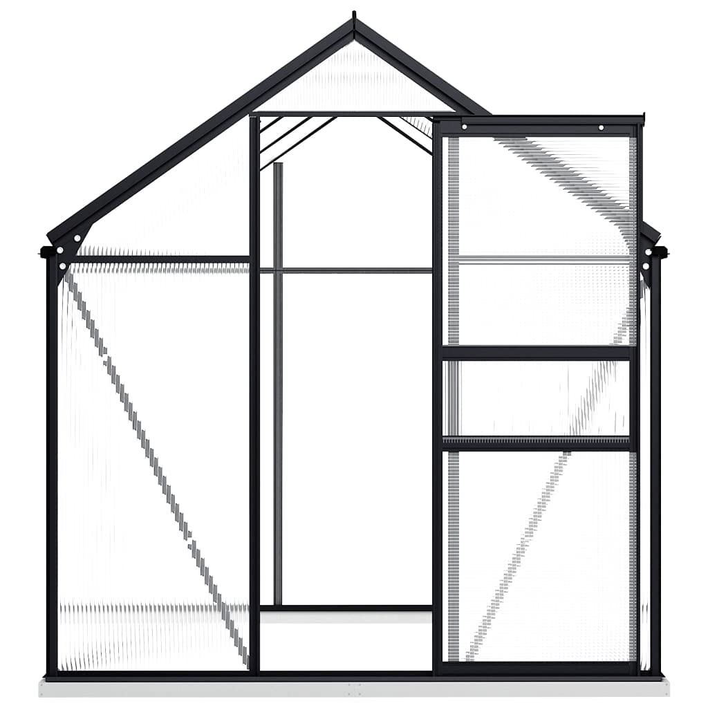Premium vidaXL Greenhouse with Base Frame - Anthracite Aluminum, 212.9 ft³ Spacious Interior, Durable Polycarbonate Panels | UV Resistant & Thermal Insulated | Sturdy Aluminum Construction for Year-Round Gardening - Perfect for Growing Vegetables, Flowers & Herbs in All Seasons