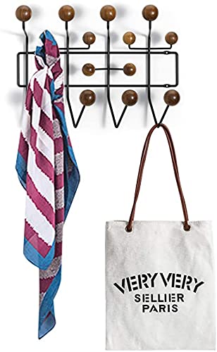 Wall Mounted Coat Rack with 14 Round Hooks - Heavy Duty Entryway Organizer for Hats, Scarves, Jackets & Handbags - Perfect for Hallway, Bedroom or Mudroom Storage