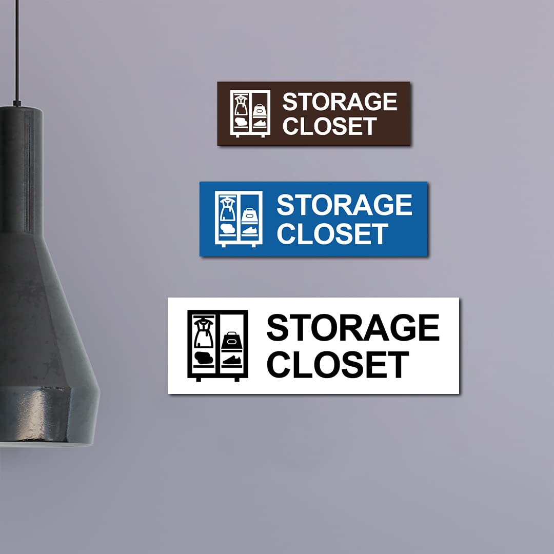 Brushed Silver Medium Storage Closet Sign - Durable Metal Organization Label for Home, Office & Warehouse Use