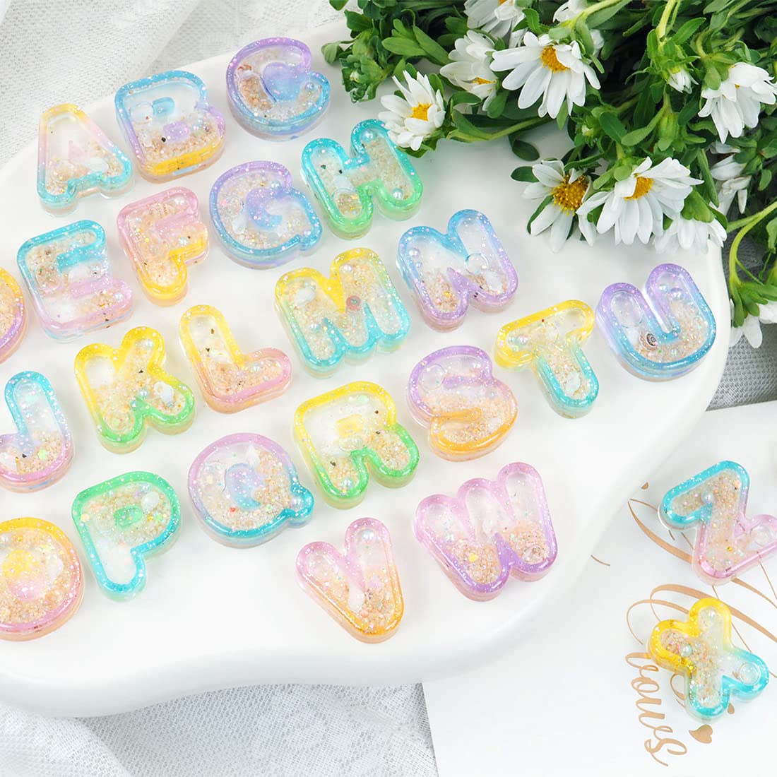 Premium 26-Piece Alphabet Resin Molds Set for DIY Epoxy Keychains, Jewelry & Pendant Making - Silicone Casting Molds with Seal Film for Quicksand Effect - Perfect for Handmade Gifts, Craft Projects & Home Decor