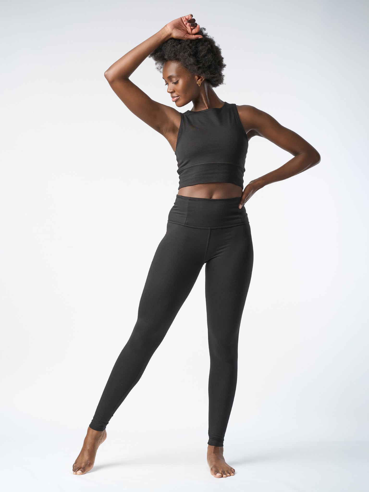 Premium Gossypium Rhythm Yoga Leggings for Women - High Waisted Black Workout Pants - Comfortable & Stretchy for Yoga, Gym, Running & Lounge Wear