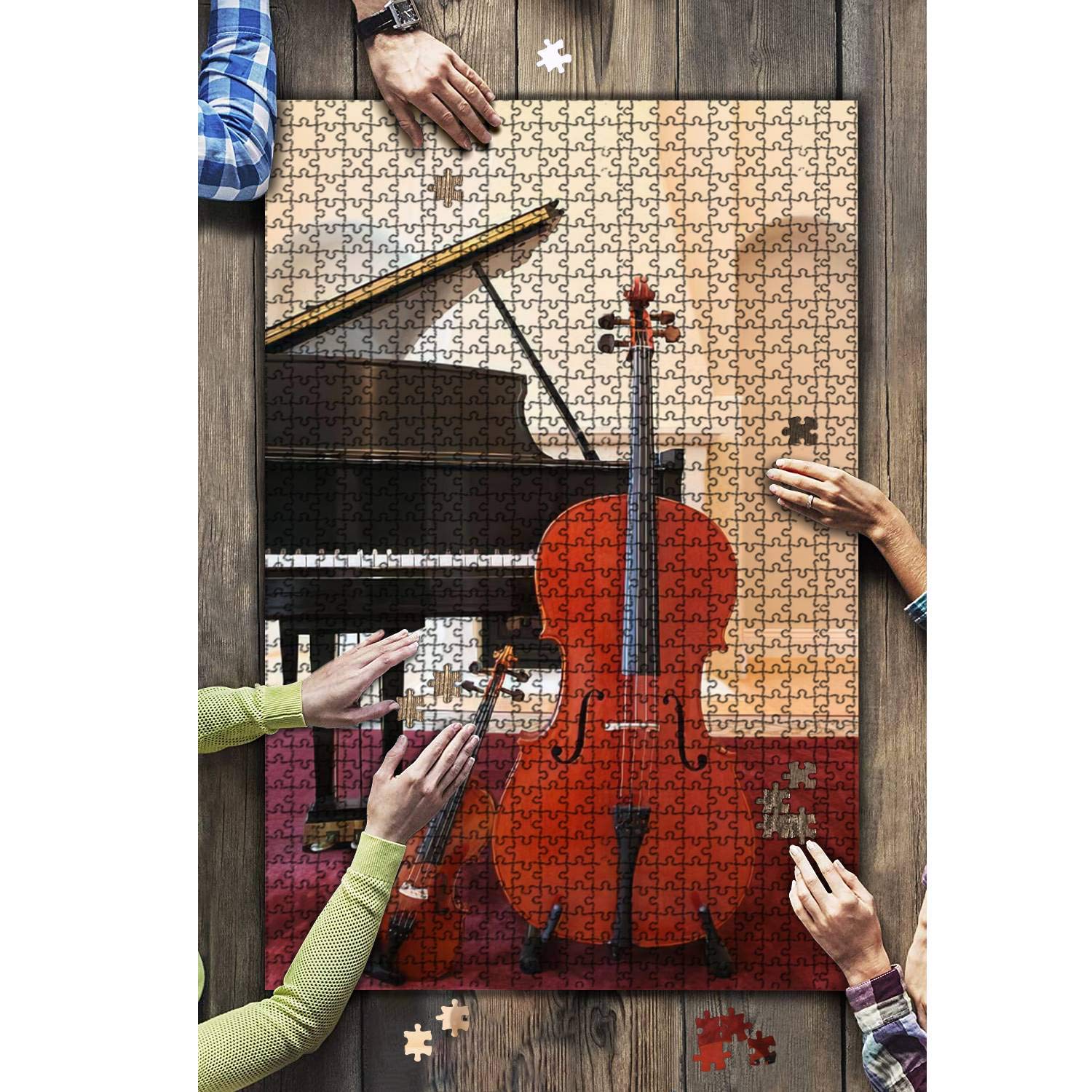 1000-Piece Wooden Jigsaw Puzzle - Musical Instruments Trio (Cello, Violin, Piano) - Challenging Adult Puzzle, Educational Toy & Home Decor Gift for Music Lovers - Perfect for Family Game Night, Stress Relief & Brain Training