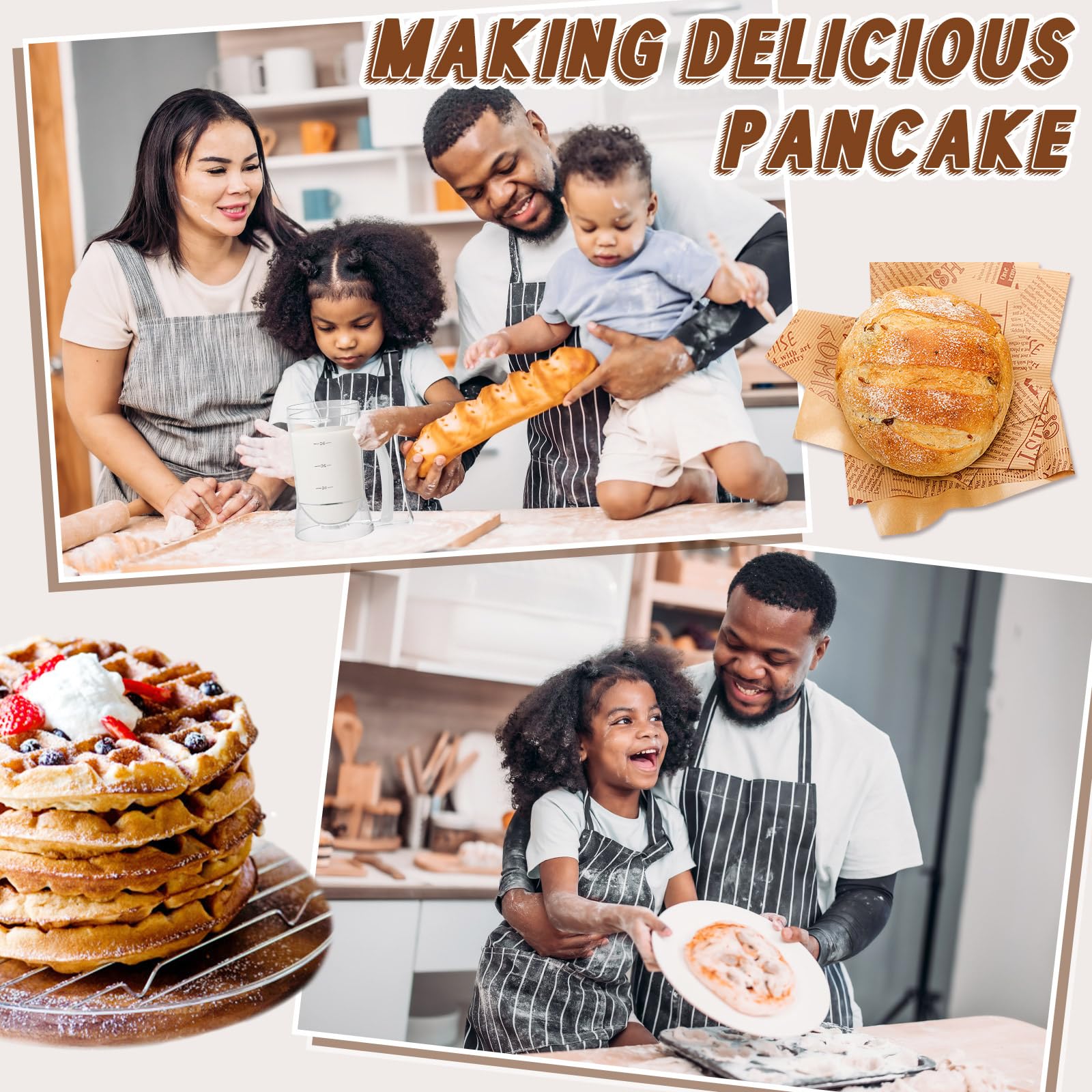 2-Piece Pancake & Cupcake Batter Dispenser with Squeeze Handle - 4-Cup Measuring Baking Tool for Griddle, Waffles, Cookies & Cakes - Perfect for Breakfast, Brunch & Party Food Prep (White)