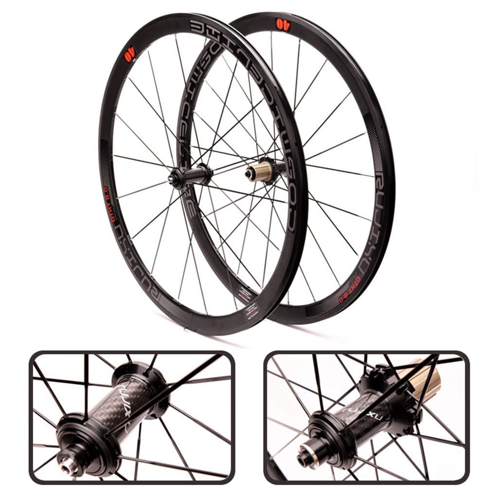 **700c Road Bike Wheelset - 40mm Alloy Double Wall Rim, 8-11 Speed, 6 Plain Bearing Carbon Fiber Hub, Quick Release, V-Brake (1900g) - Lightweight Racing Wheels for Competitive Cycling & Endurance Training**