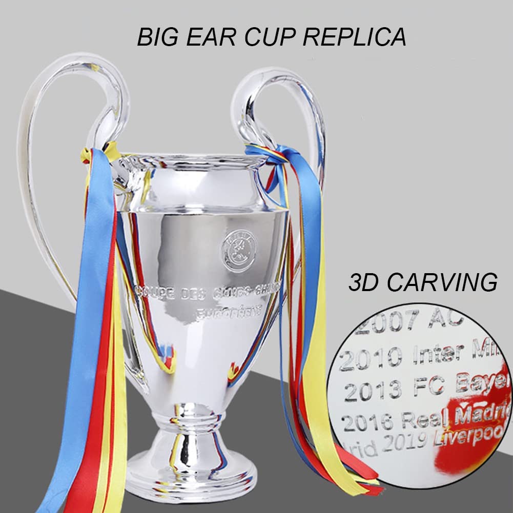 ADLUH Silver Football Champions Trophy - 44cm Resin Collectible for Club League Fans, Office Decor, Souvenir & Gift Idea | Perfect for Sports Enthusiasts, Trophy Displays & Fan Collections