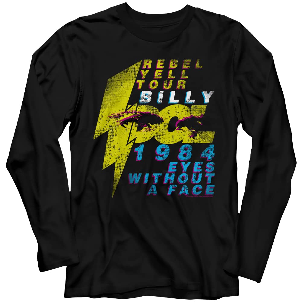 Billy Idol Eyeballs Black Long Sleeve T-Shirt for Men - Vintage Rock Band Tee - Perfect for Concerts, Halloween & Retro Fashion