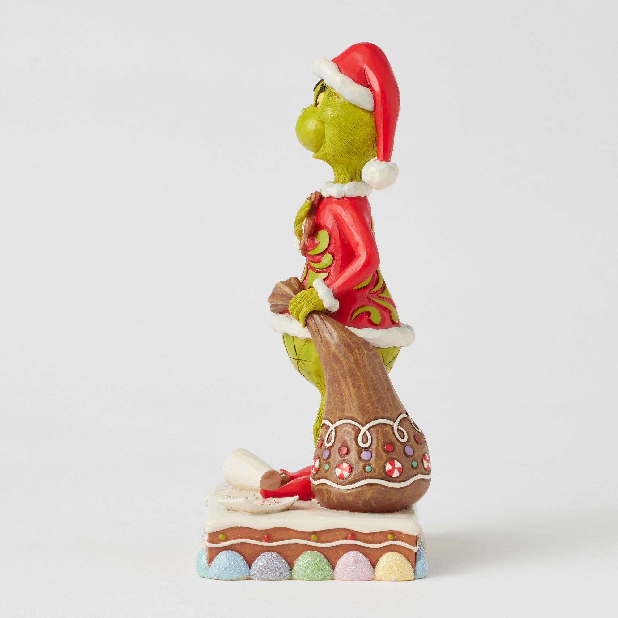 Grinch Eating Gingerbread Figurine - Christmas Decor, Holiday Home Decoration, Festive Party Centerpiece - Perfect for Tree Ornaments, Gift Exchange & Themed Parties