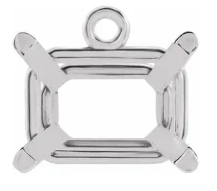 Affordable 6x4mm & 10x8mm Emerald Cut Gold/Platinum Dangle Pendant Setting - Handcrafted in USA - Perfect for Earrings, Necklaces & Jewelry Making