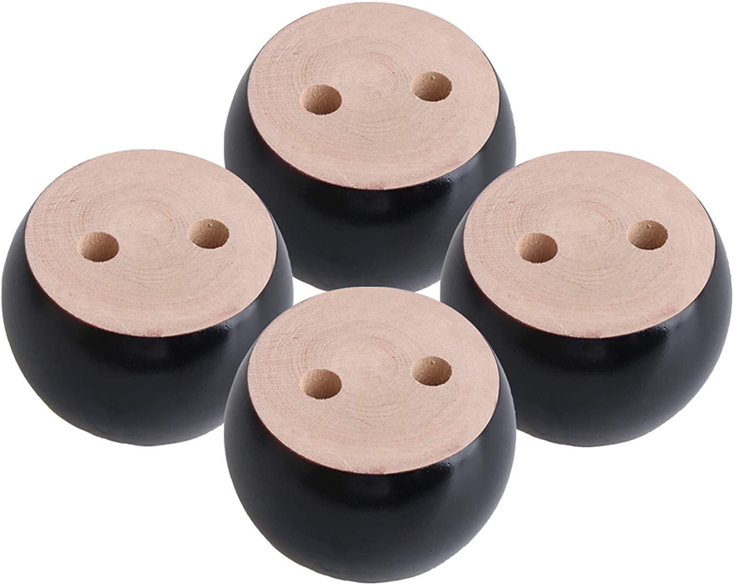4PCS Black Wooden Round Furniture Bun Feet 2