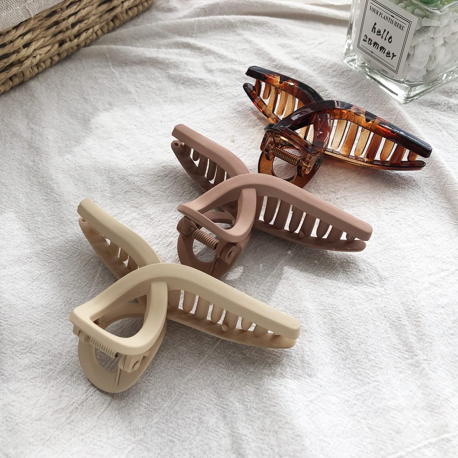 Nalodu Large 4.3 Inch Hair Claw Clips - Non-Slip Matte & Glossy Butterfly Clips for Women & Girls (5 Pack) | Perfect for Thin, Fine or Thick Hair | Great for Workouts, Office, School & Everyday Styling