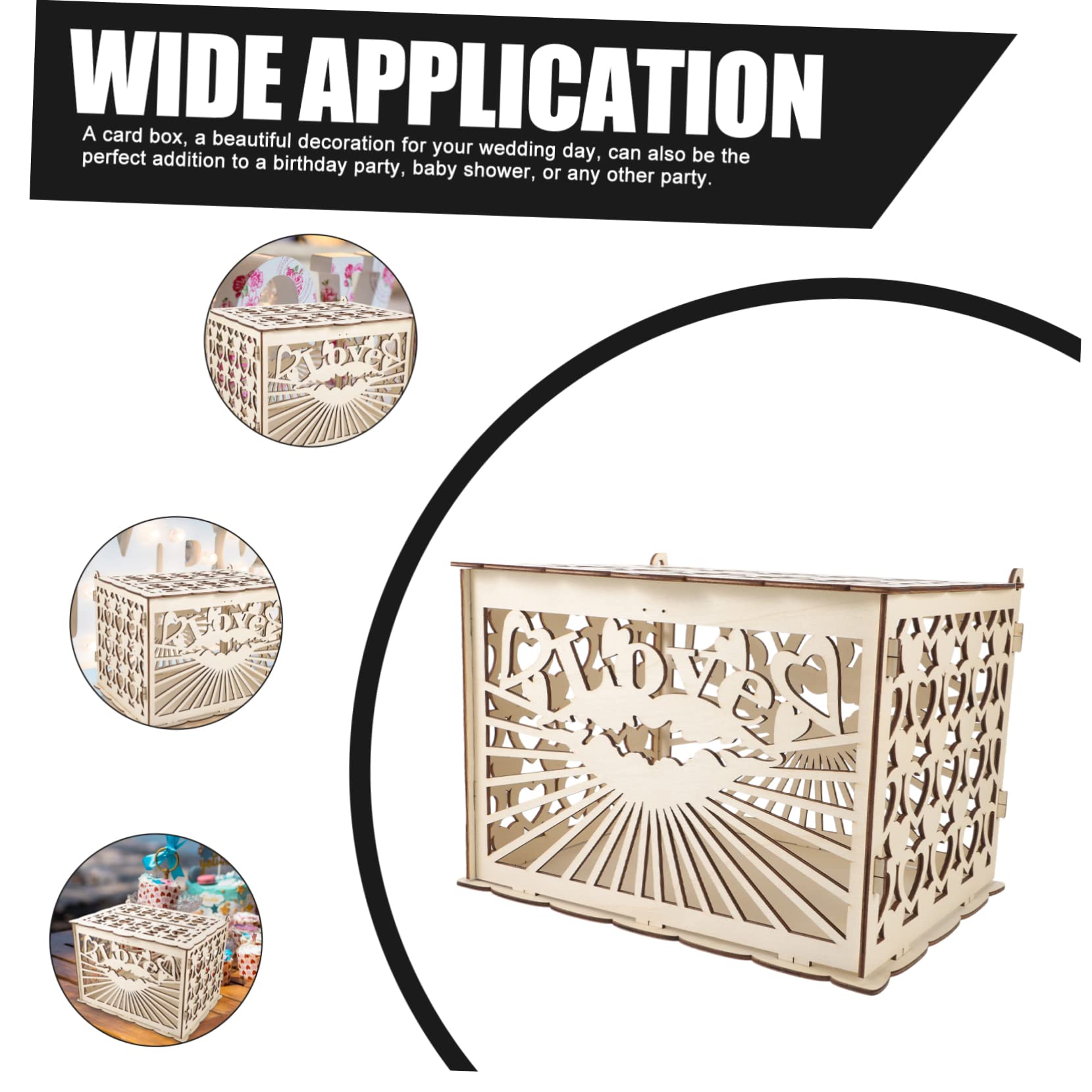 Handmade Wooden Wedding Card Box - Decorative Carving with Large Storage Space for Cards, Envelopes & Money Gifts | Perfect for Wedding Receptions, Bridal Showers & Anniversary Celebrations