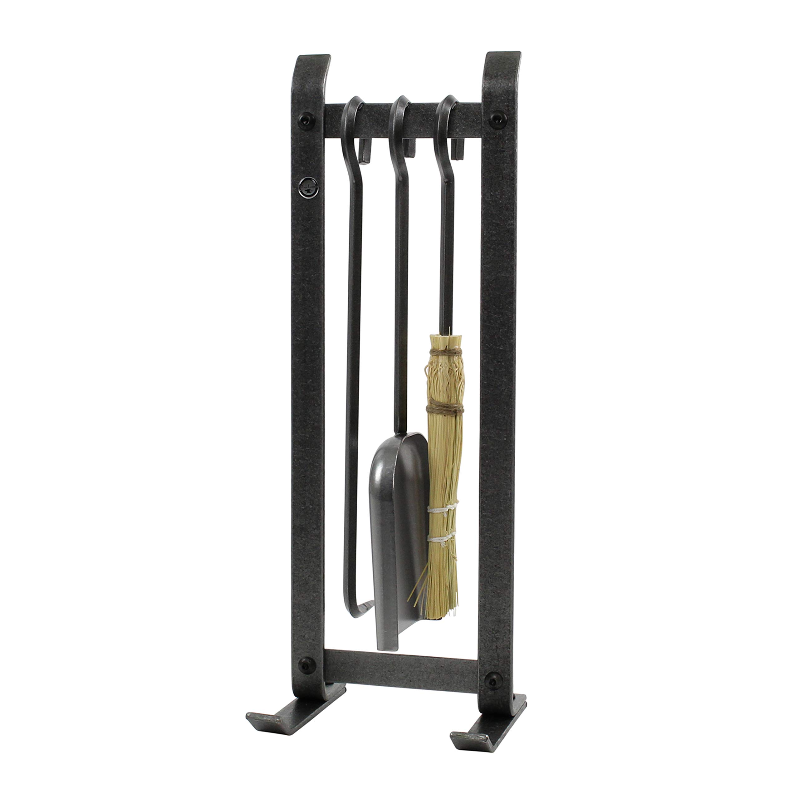 Handcrafted Enclume Country Home Fireplace Tool Set - Hammered Steel Fireplace Accessories for Rustic & Cozy Living Rooms