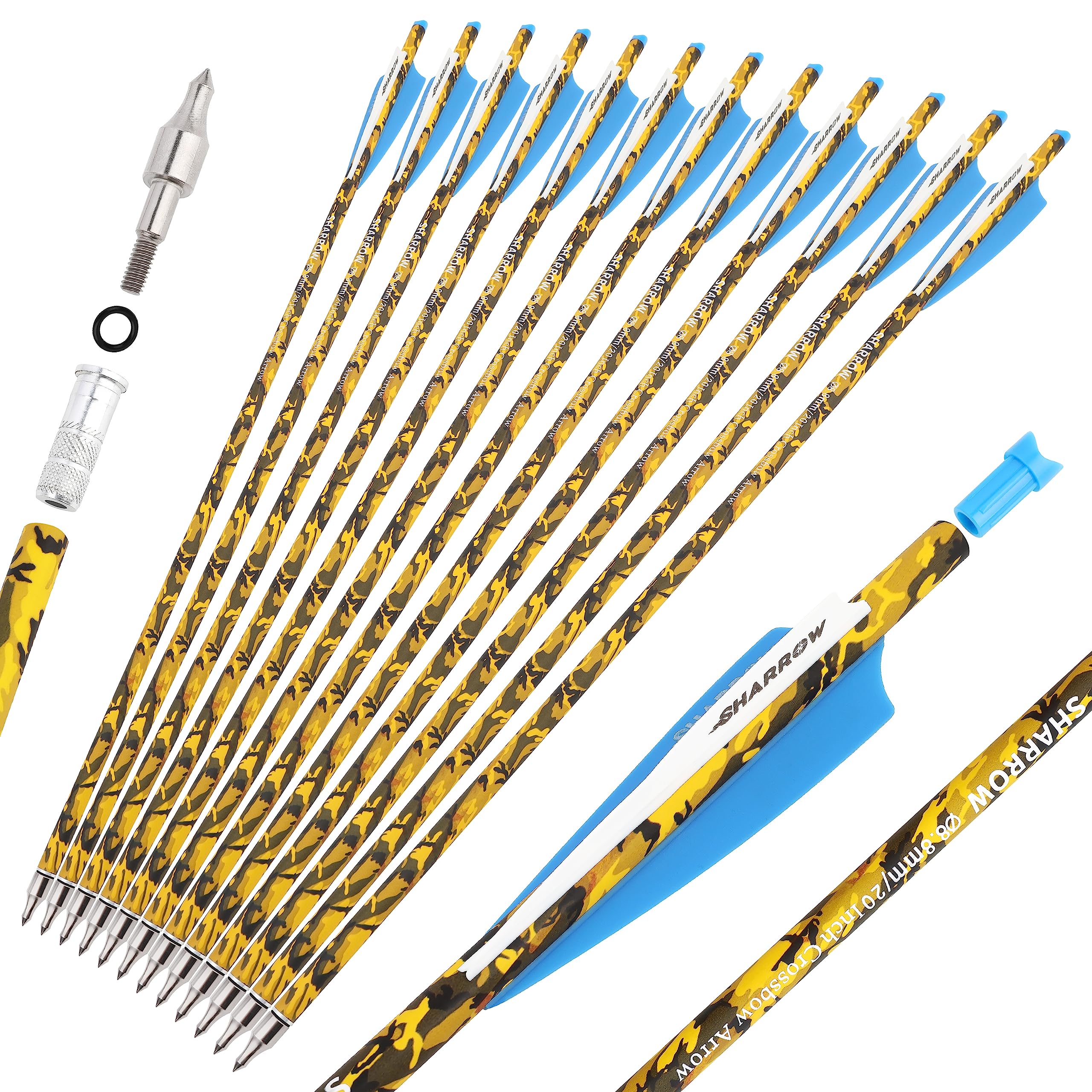 Carbon Crossbow Bolts 16-22 Inch with Broadheads for Hunting - 6/12PCS