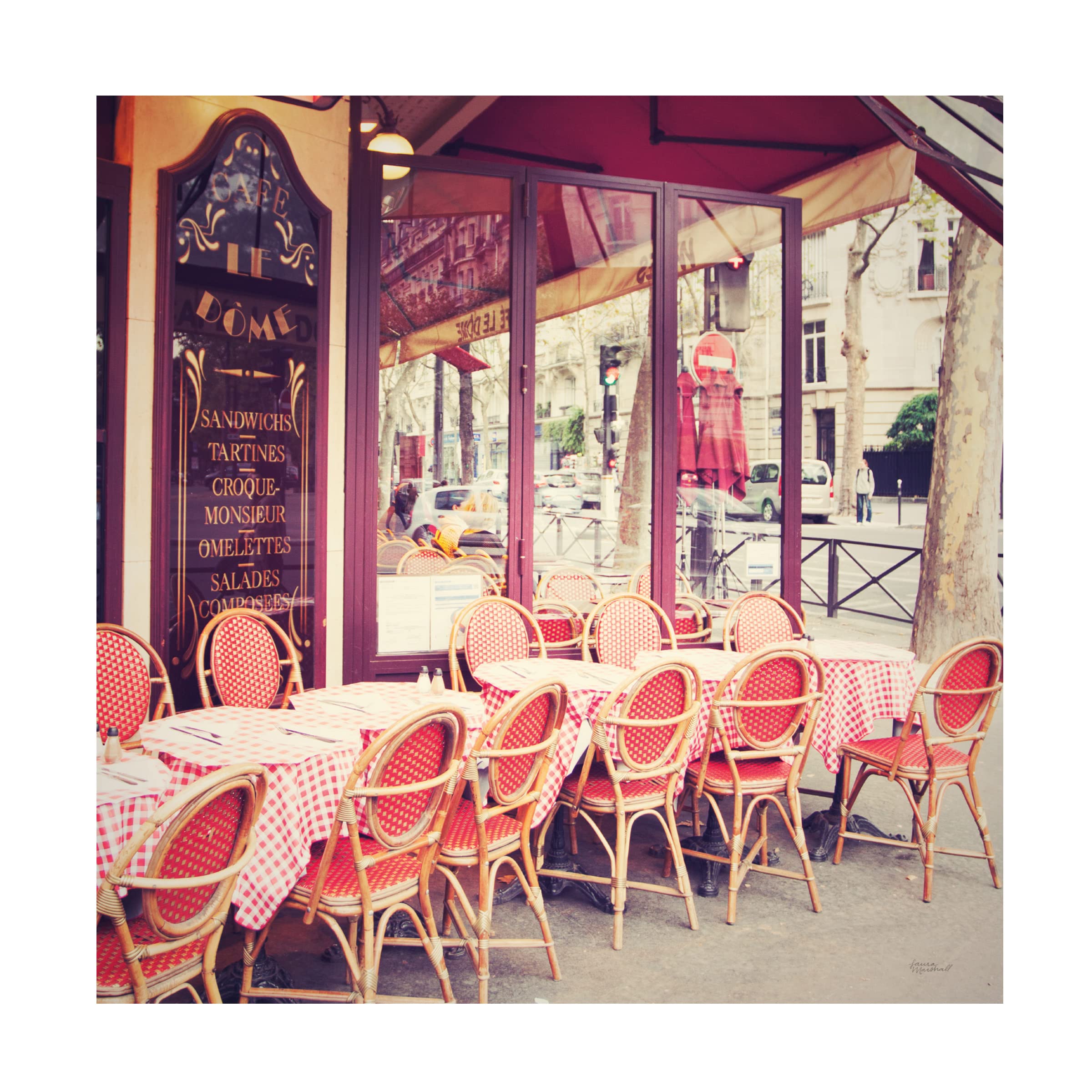 Laura Marshall 'Café le Dôme' Canvas Wall Art Print - Modern Home & Office Decor - Perfect for Living Room, Bedroom or Café Style Interior Design