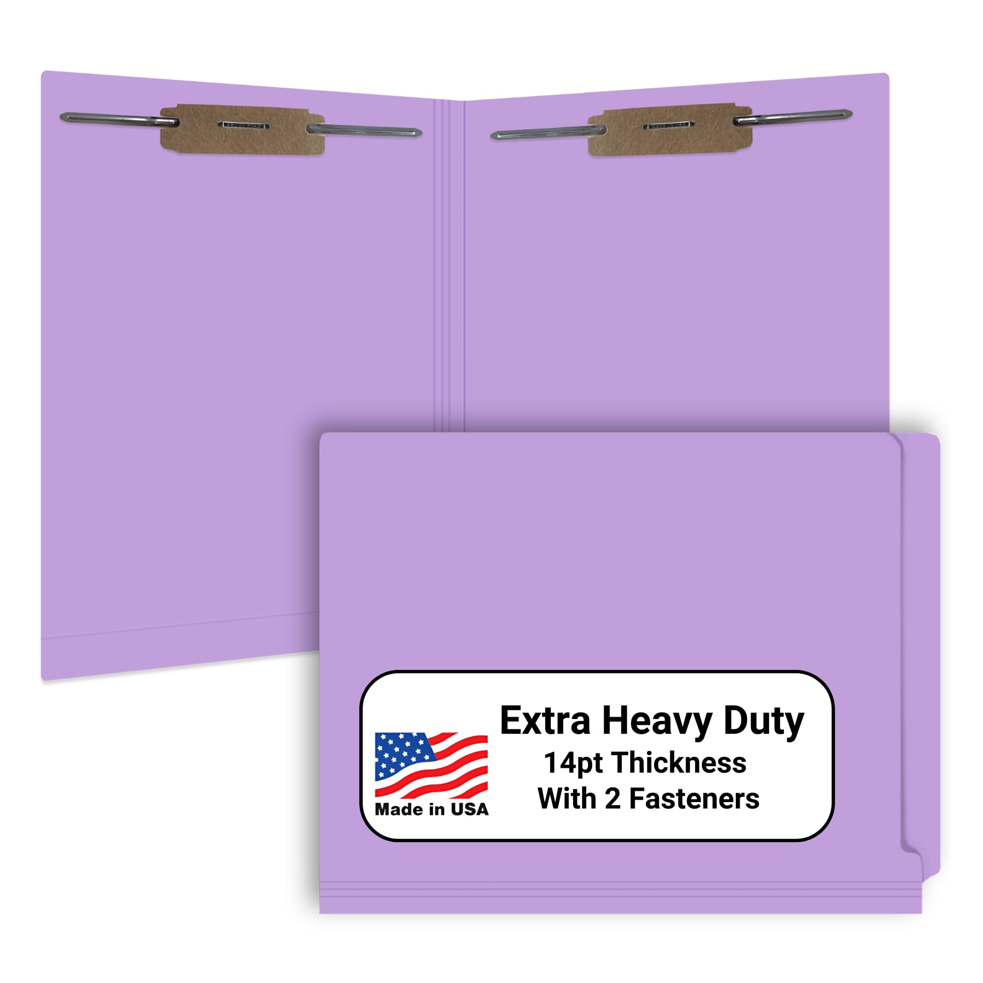 Premium Lavender File Folders - Letter Size, 14pt Stock, Reinforced End Tab with 2
