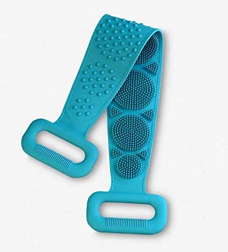 Lukciplus Silicone Back Scrubber - Exfoliating Shower Brush for Women & Men | Eco-Friendly Bath Body Scrub Belt | Gentle Skin Cleansing & Dead Skin Removal | Perfect for Spa, Shower & Travel (Green)