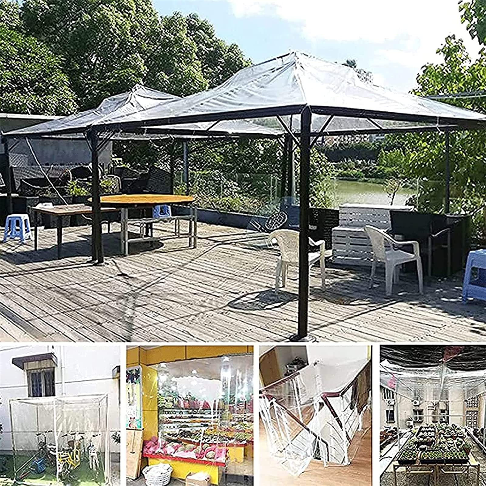 Heavy Duty Clear Waterproof Tarpaulin 3x3ft - Transparent Tarp Cover with Reinforced Grommets for Outdoor Use, Patio Furniture Protection, Car Covers & Camping Gear Shelter