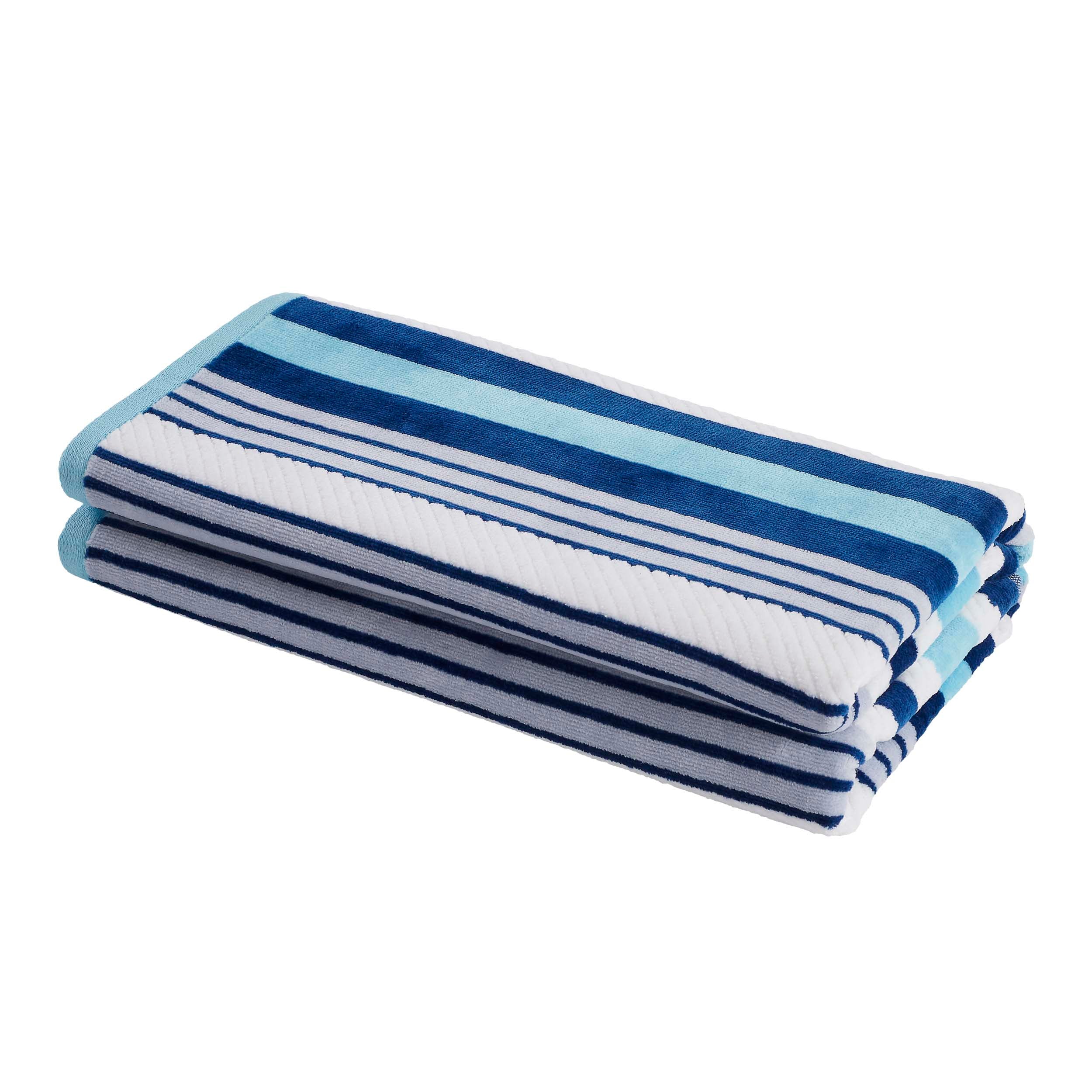 Premium Rope Textured Striped Oversized 2-Piece Beach Towel Set - Soft Quick-Dry Bath Towels for Pool, Beach, Yoga & Gym - Perfect Summer Accessories