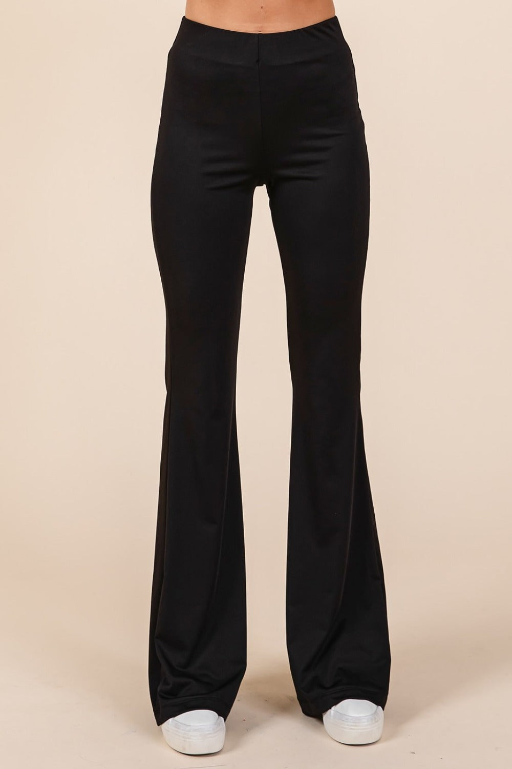 Stretchy Soft Elastic Waist Flare Pants for Women - Comfortable High Waisted Wide Leg Trousers for Yoga, Lounge & Casual Wear