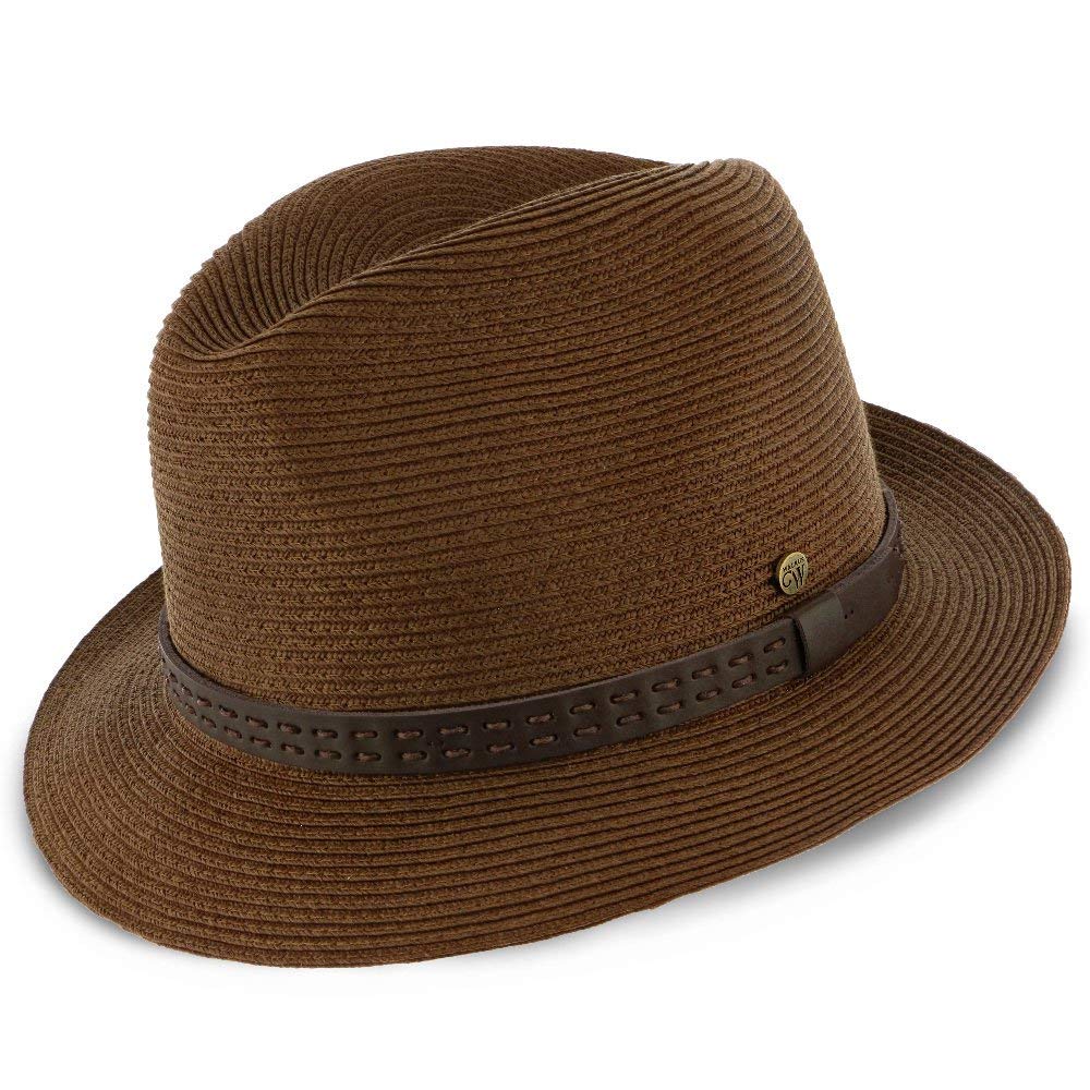 Driftwood Brown Paper Braid Straw Fedora Hat for Men & Women - Walrus Hats - Summer Beach, Outdoor Travel & Fashion Accessory