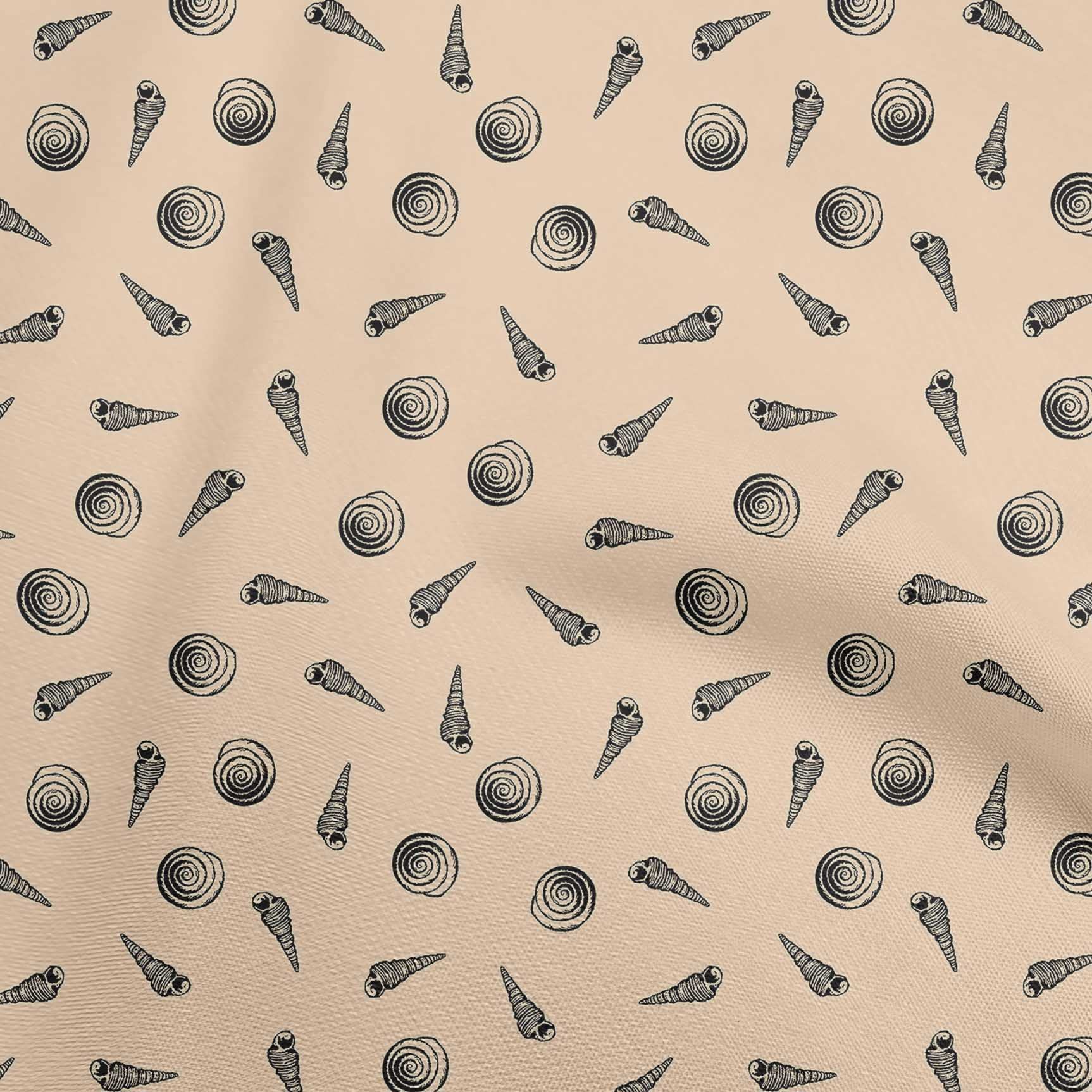 oneOone Rayon Light Brown Fabric with Sea Shells Print - 56 Inch Wide for DIY Clothing, Dresses, Skirts & Home Decor Sewing Supplies | Soft & Drapable Material by The Yard