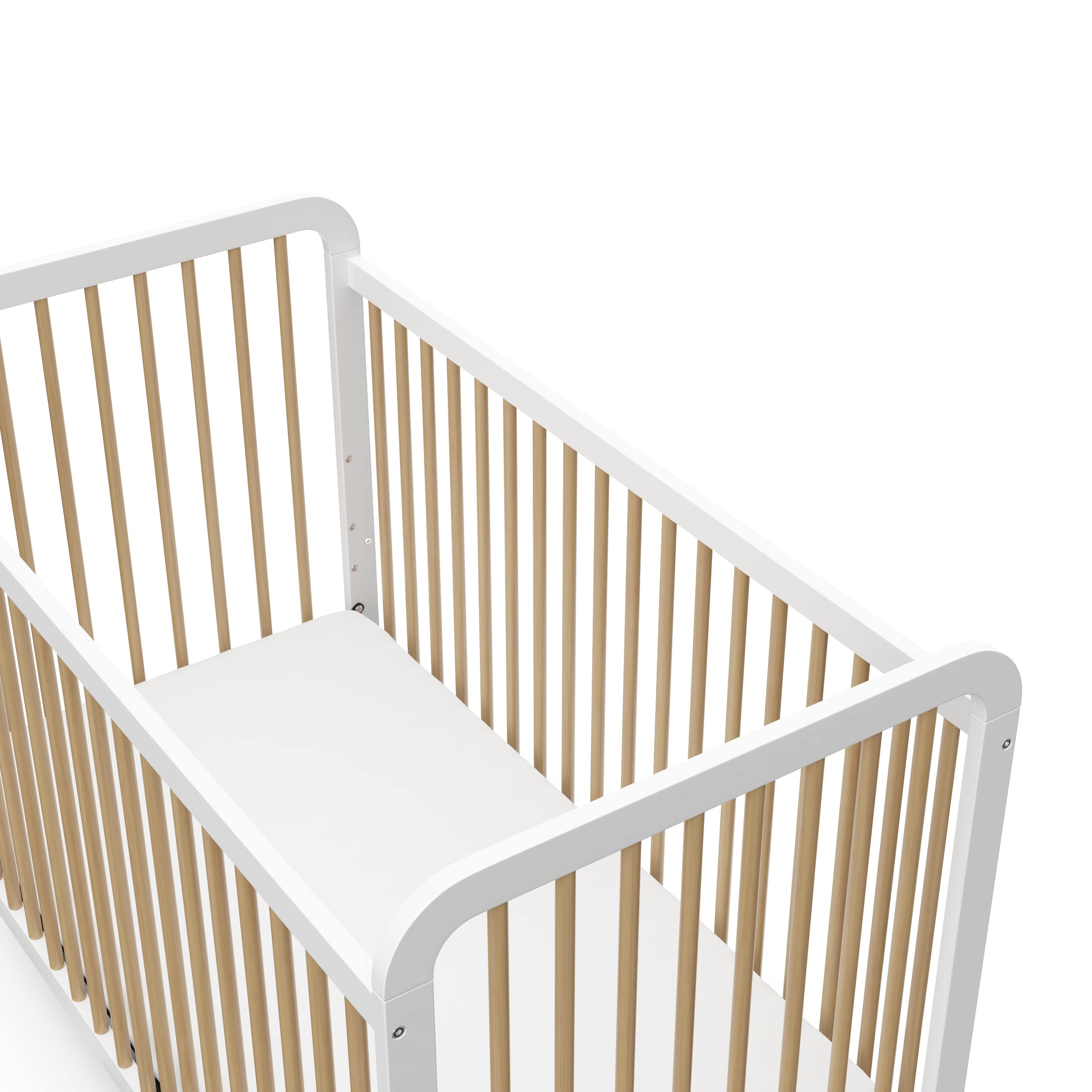 Storkcraft Pasadena 3-in-1 Convertible Baby Crib - GREENGUARD Gold Certified, White with Driftwood Finish | Converts to Daybed & Toddler Bed | Adjustable Mattress Height | Fits Standard Full-Size Crib Mattress | Perfect for Nursery, Bedroom & Daycare Use
