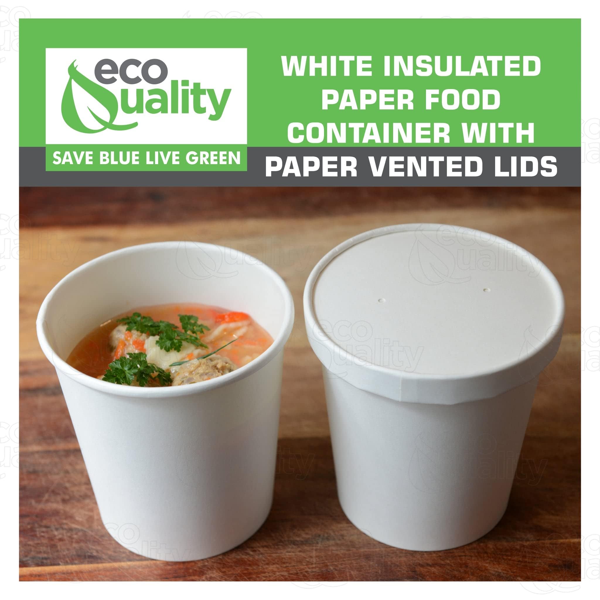 Disposable White Paper Soup Containers with Lids - 26oz Microwavable & Freezer Safe Food Storage Bowls - Eco-Friendly Takeout Containers for Ice Cream, Frozen Yogurt, Desserts - Perfect for Parties, Catering & Restaurant To-Go Orders (25-Pack)