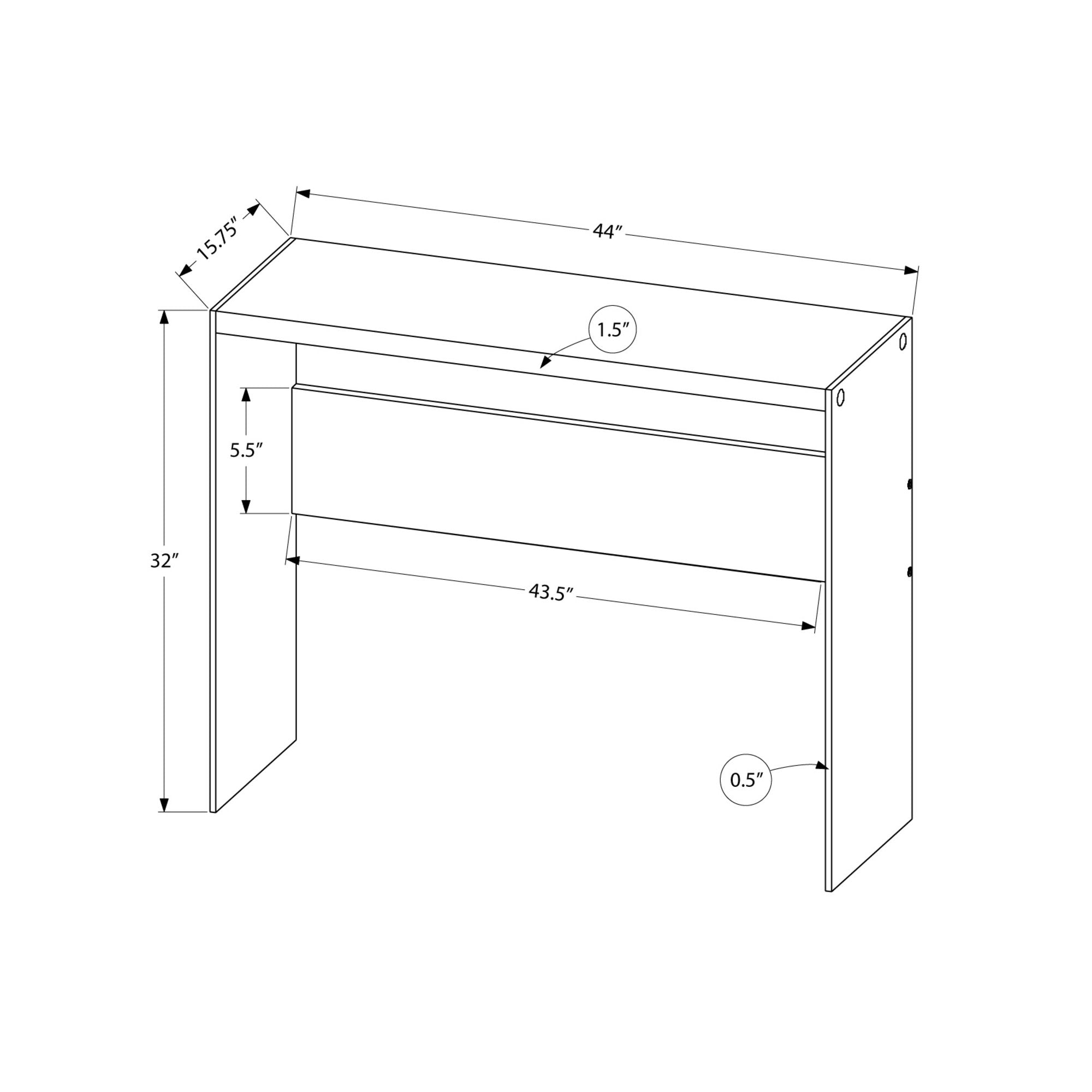 Modern Accent Table with Tempered Glass Top - 44L Dark Taupe Finish - Perfect for Living Room, Bedroom or Entryway Decor