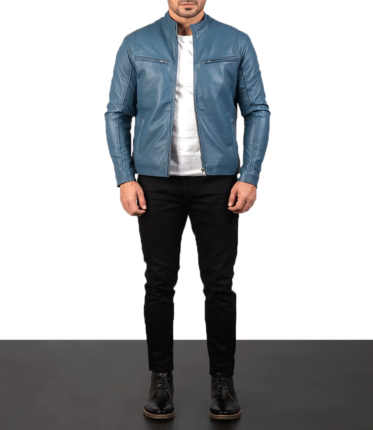 Premium Men's Sheepskin Leather Motorcycle Jacket - The Jacket Maker Ionic Biker Jacket for Riding & Casual Wear | Durable, Stylish & Comfortable for Everyday Use