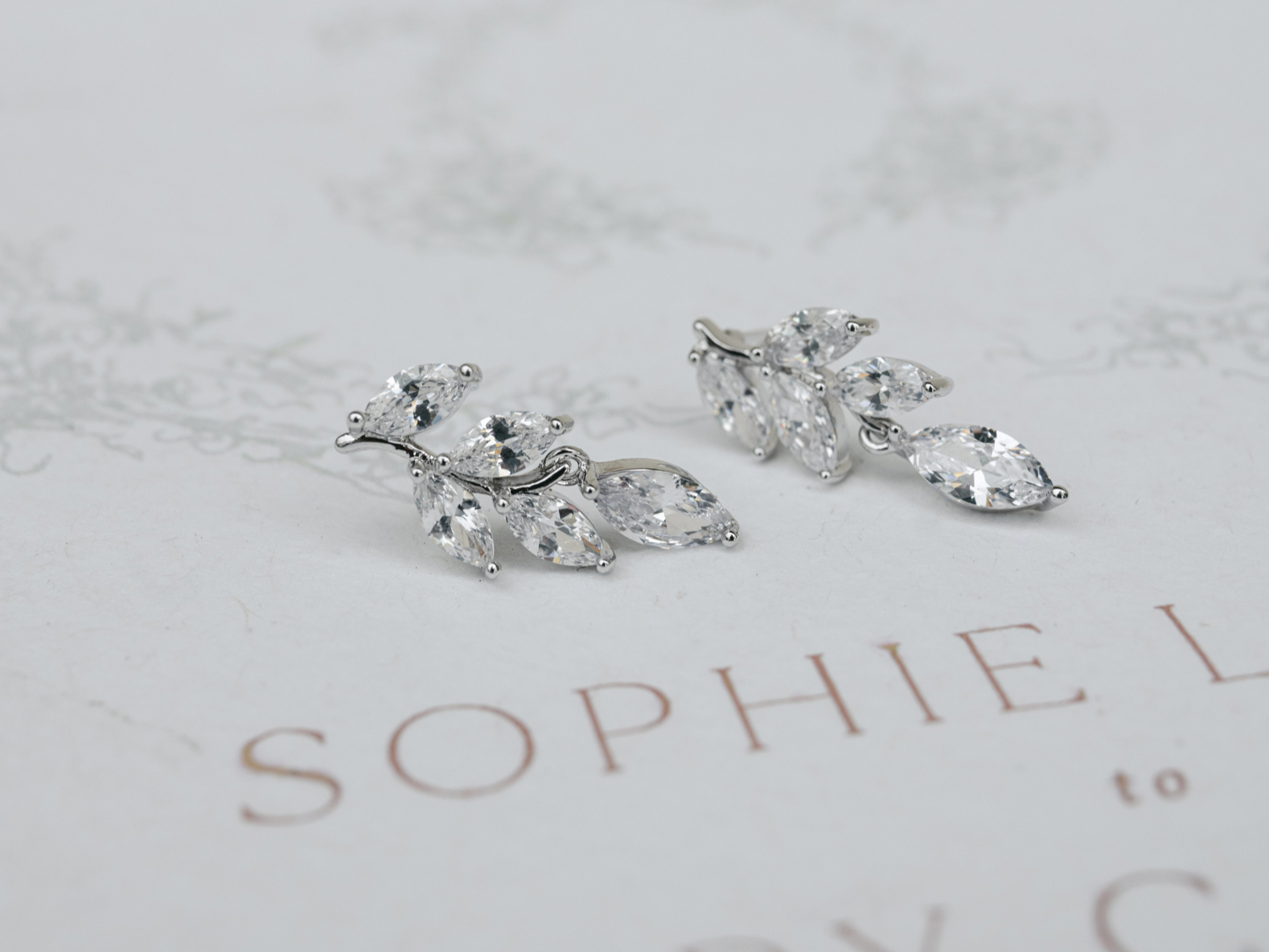 Eve Crystal Dainty Leaf Drop Bridal Earrings - Elegant Wedding Jewelry for Brides, Bridesmaids & Formal Occasions | Perfect for Weddings, Prom & Special Events