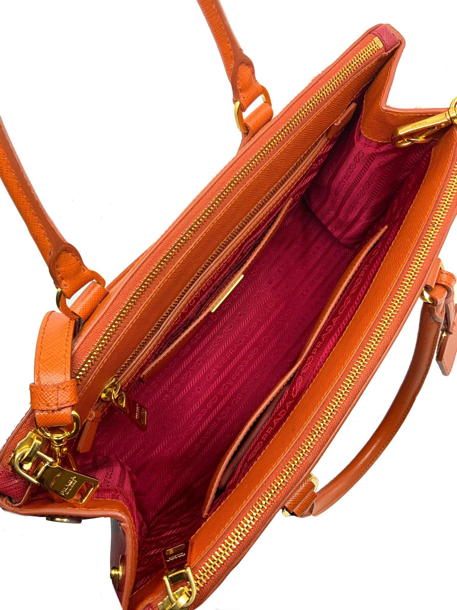 Prada Saffiano Leather Double Zip Tote Bag for Women - Luxury Designer Handbag with Two Compartments | Perfect for Work, Travel & Everyday Use