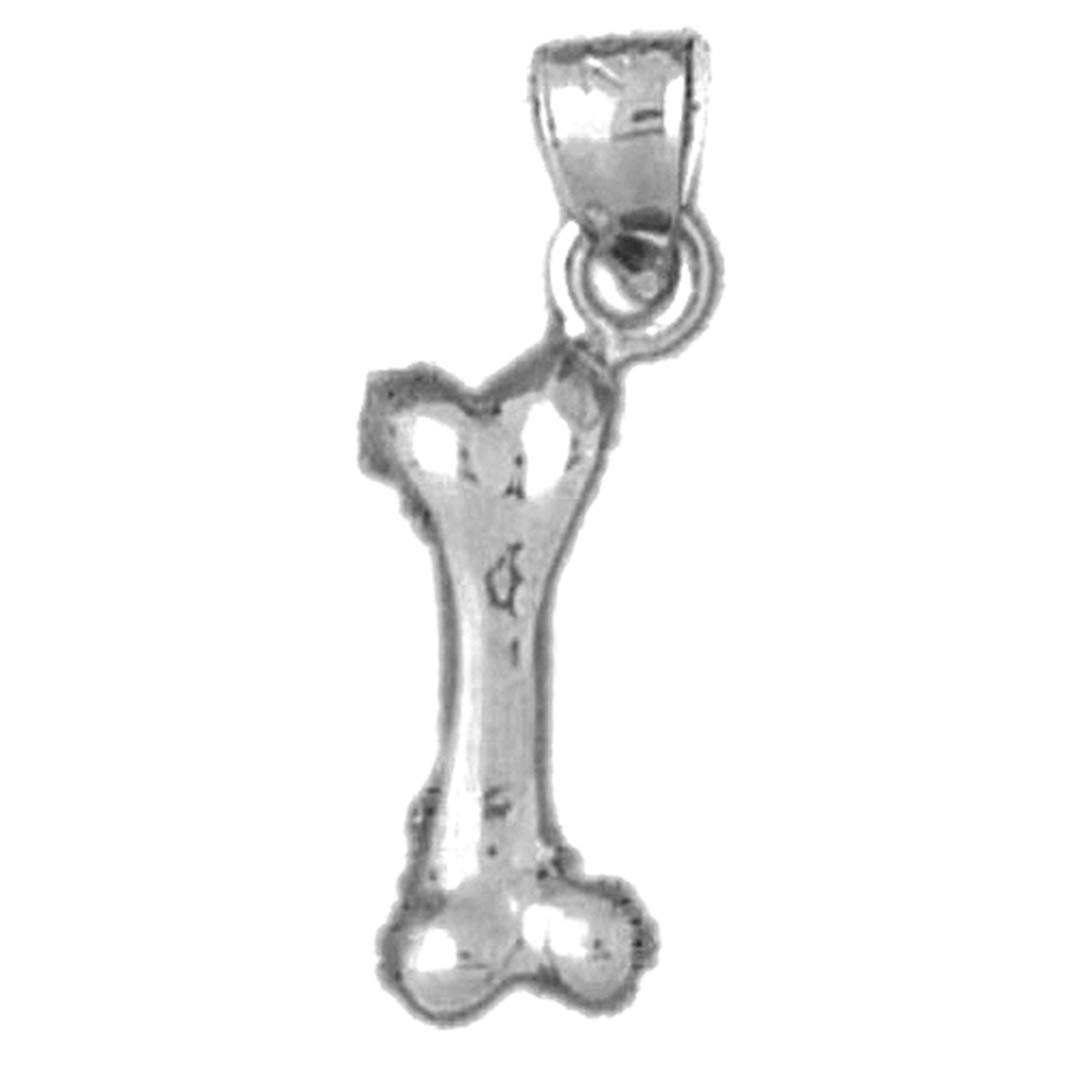 14K White Gold Dog Bone Pendant Necklace - 22mm Pet Memorial Jewelry for Dog Lovers - Perfect for Pet Loss Remembrance & Dog Owner Gifts