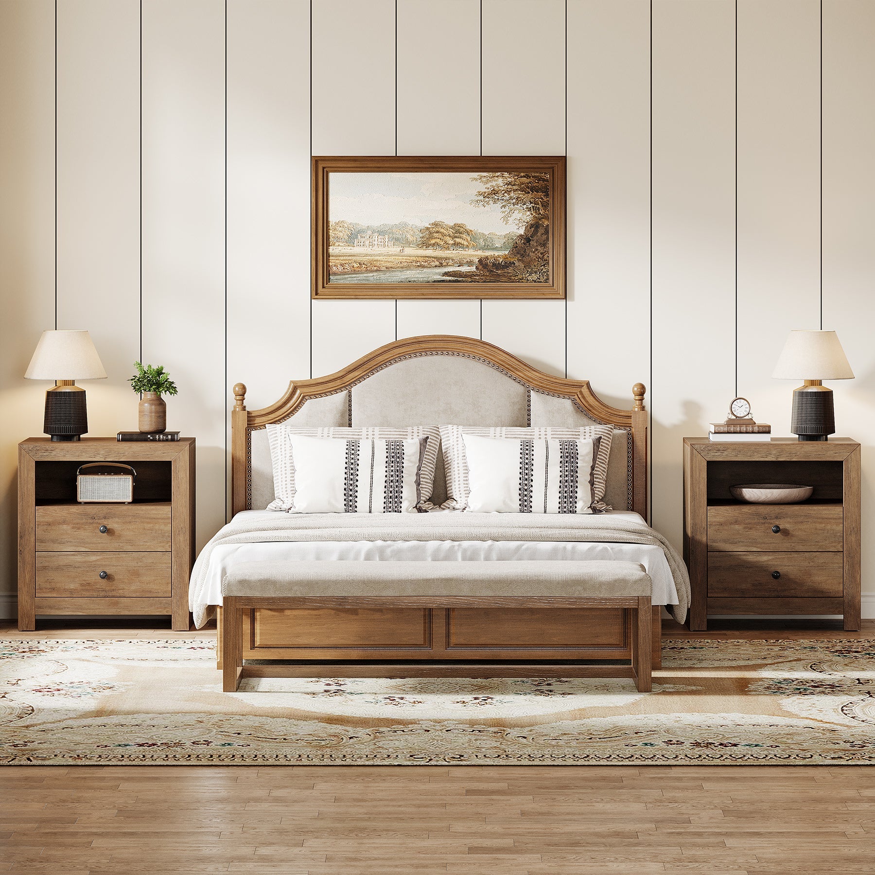 23.6 Inch Rustic Nightstand with 2 Storage Drawers - Wooden Bedside Table for Bedroom, Living Room & Office - Compact End Table with Ample Storage Space