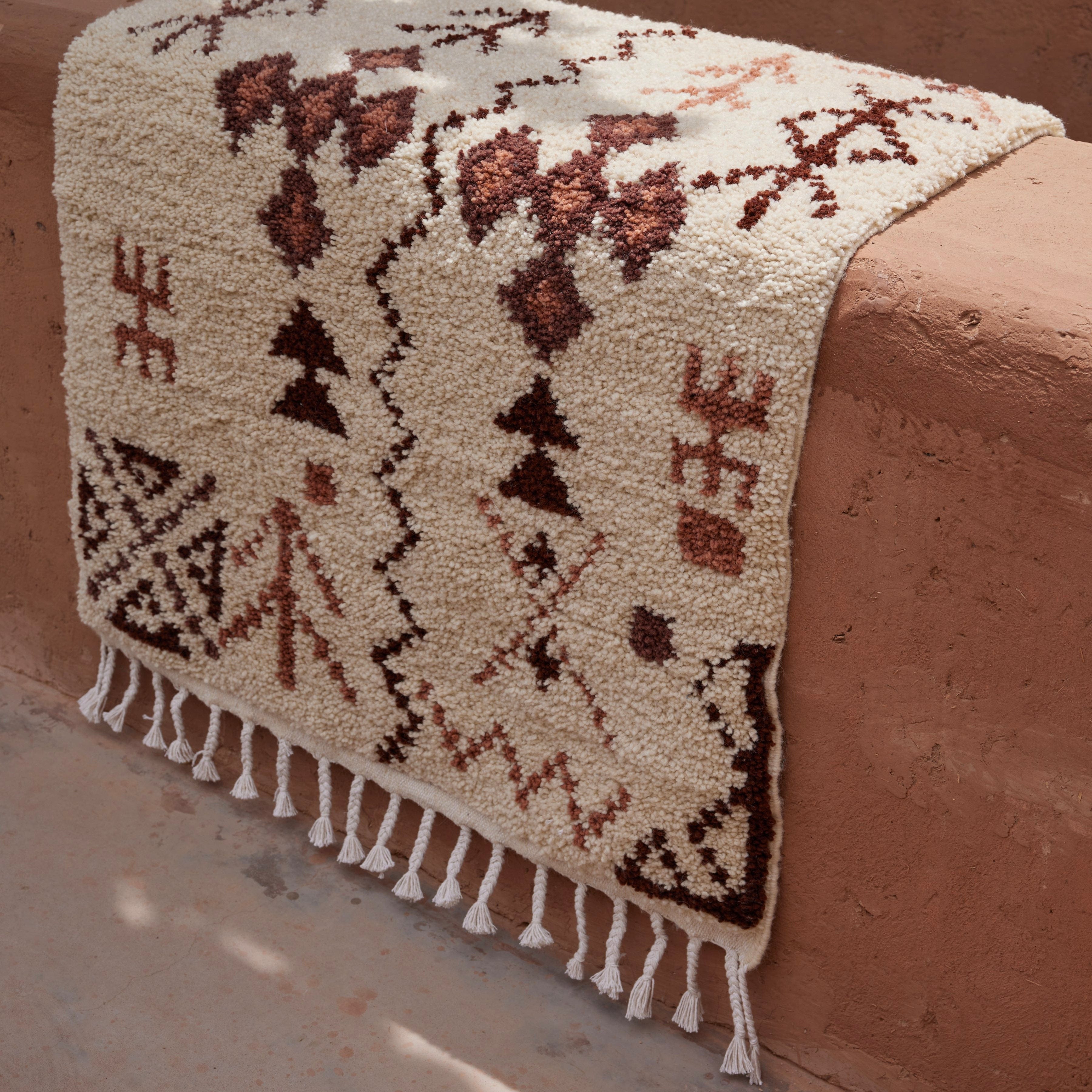 Authentic Karima Beni Ourain Moroccan Wool Wall Hanging Tapestry - Handwoven Tribal Decor for Boho Living Room & Bedroom