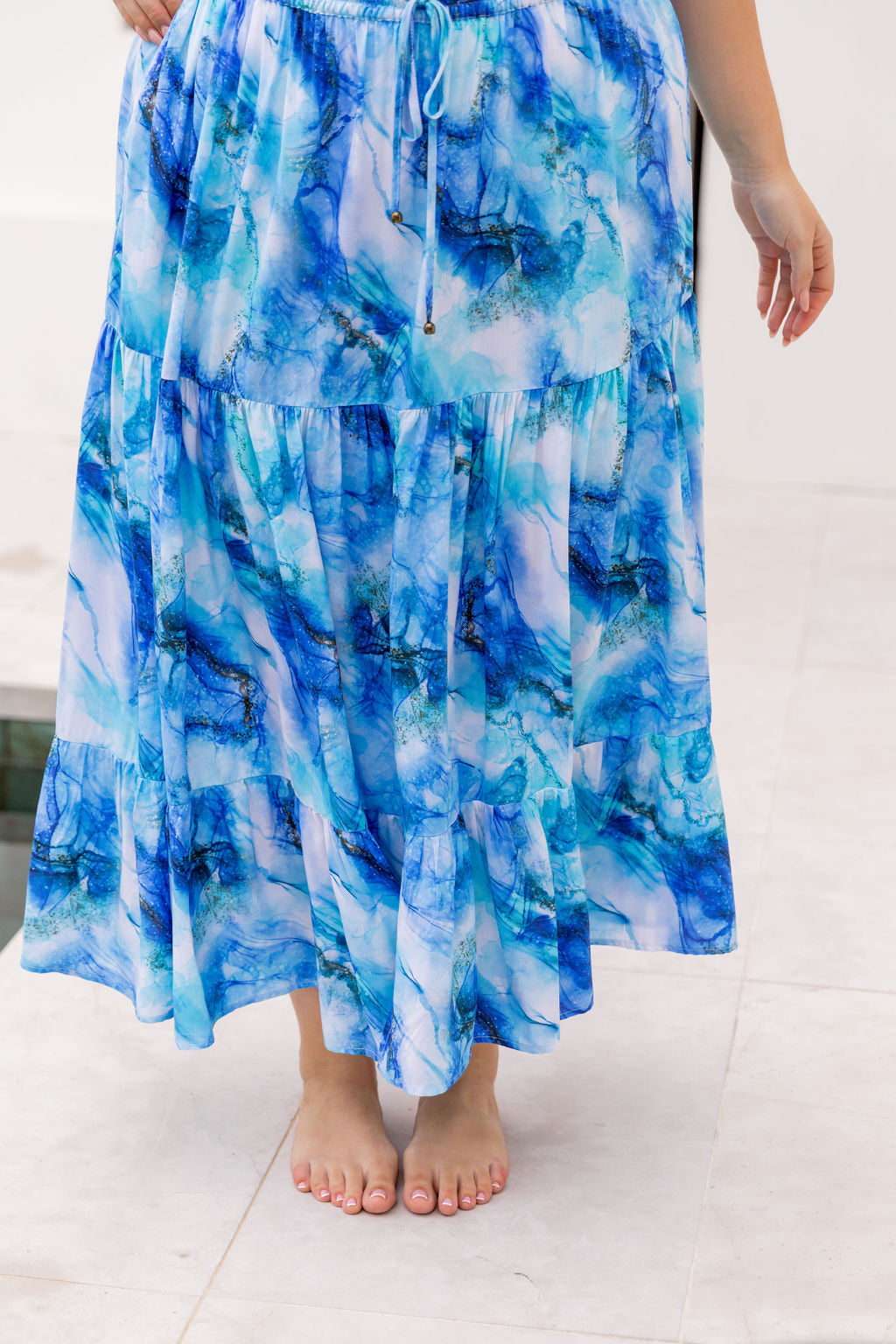 Kimmy Skirt in Mystic Ink - Women's Flowy Midi Skirt with Elastic Waist | Perfect for Casual Wear, Office Outfits & Summer Dresses