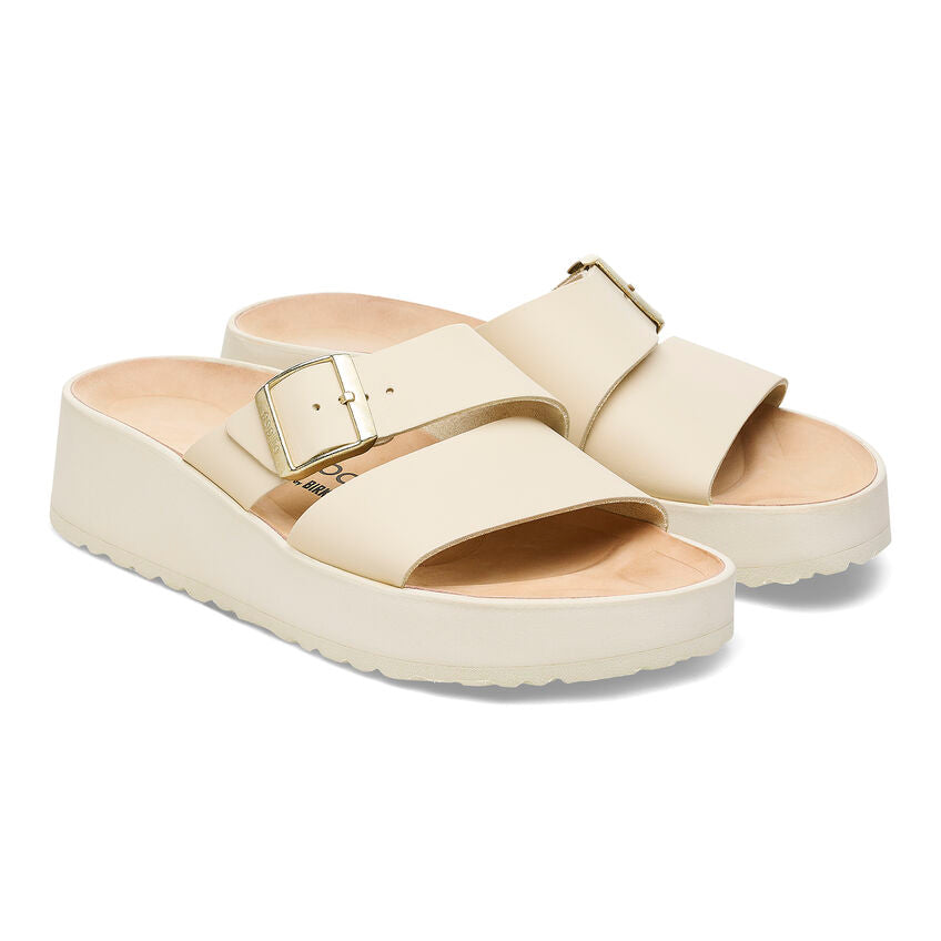 Birkenstock Women's Almina Leather Sandals in Ecru - Comfortable Casual Shoes for Walking, Travel & Everyday Wear