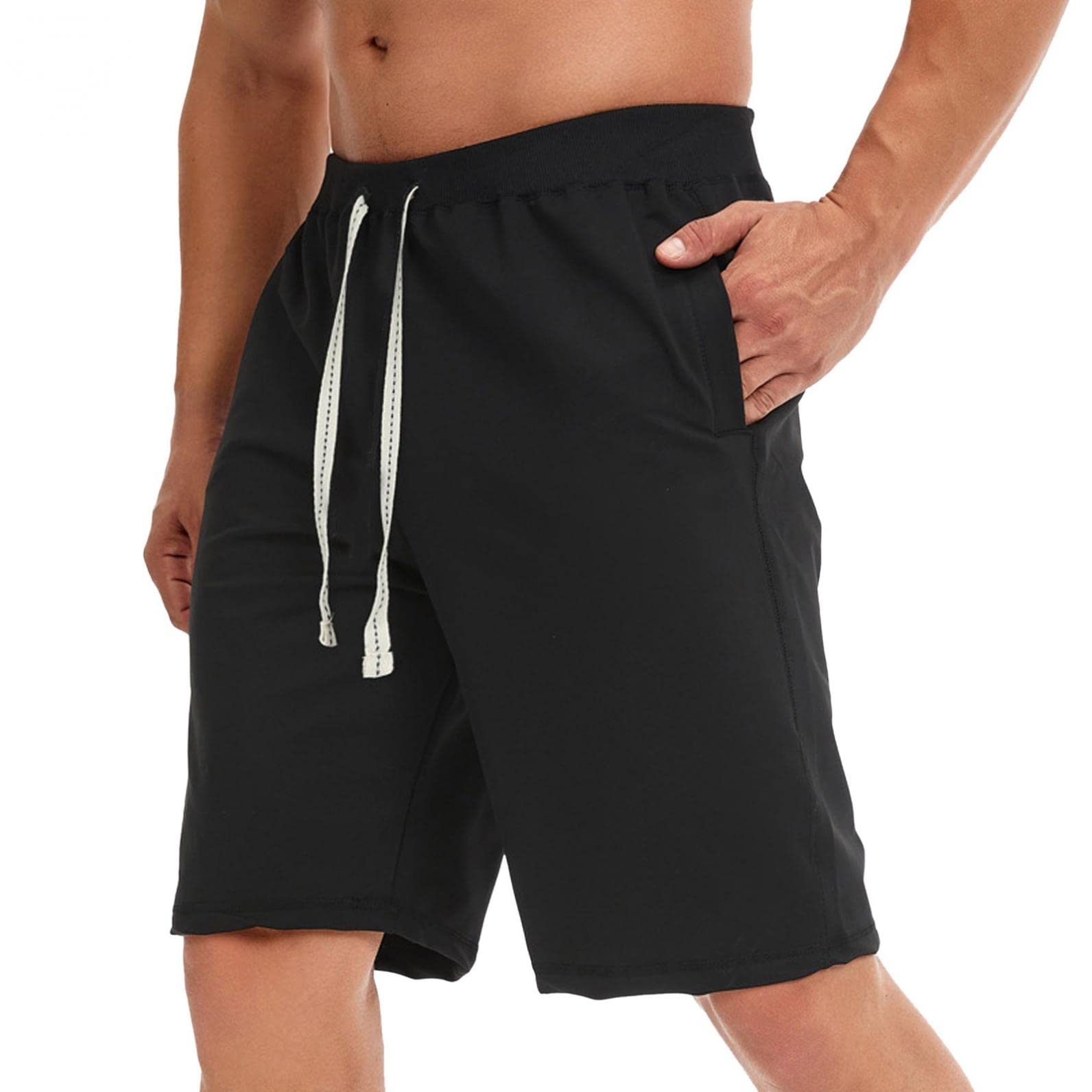 **Men's Casual Summer Shorts with Drawstring & Elastic Waist - Comfortable Beach Shorts for Men with Pockets - Perfect for Swimming, Gym, Travel & Outdoor Activities**