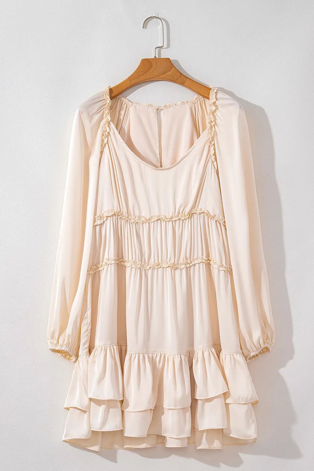 Frill Ruffled V Neck Long Sleeve Mini Dress for Women - Elegant Party & Date Night Outfit | Flowy Summer Dress for Cocktail, Wedding & Special Occasions