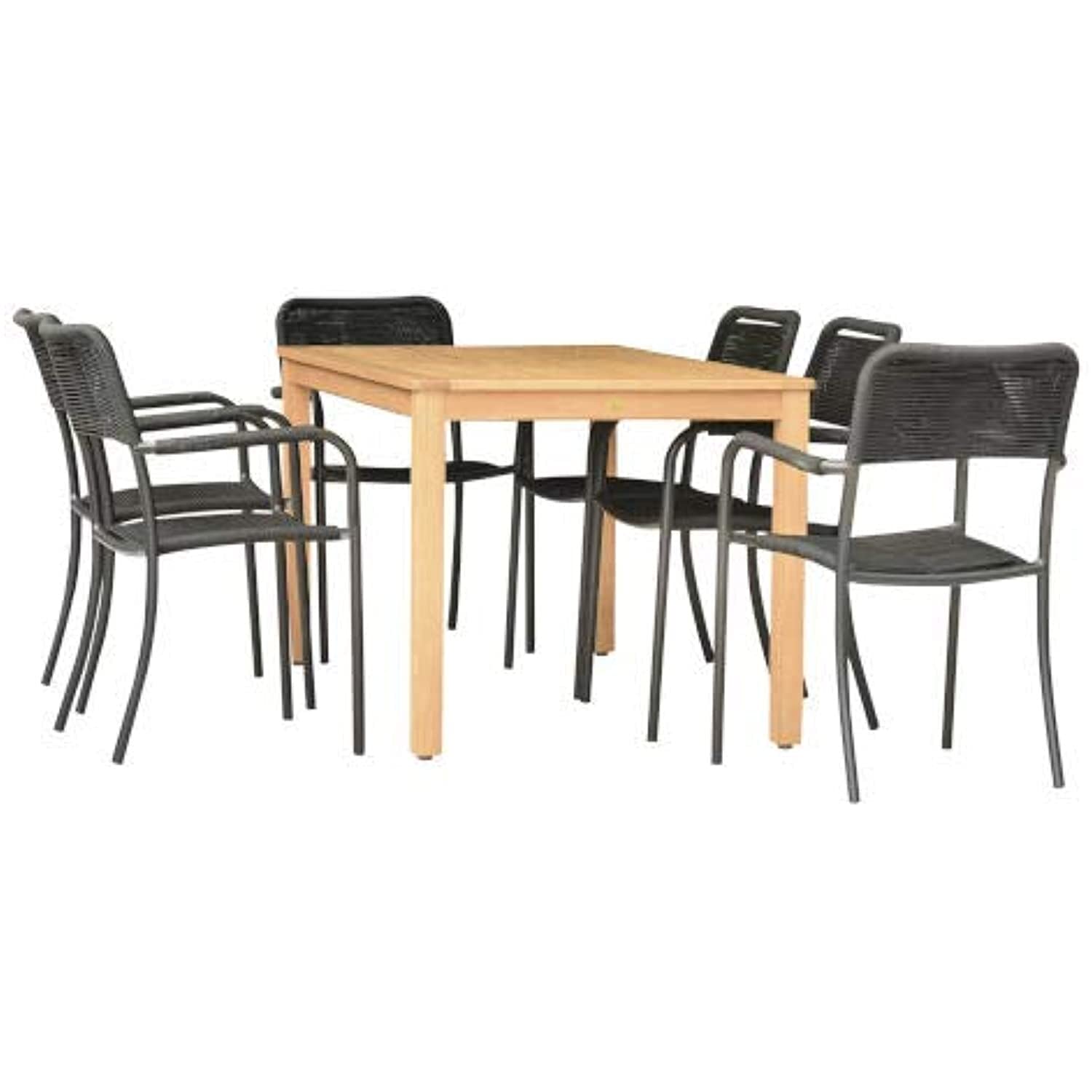 Amazonia 7-Piece Teak Finish Patio Dining Set - Outdoor Furniture for Garden, Backyard & Poolside Dining | Weather-Resistant Dining Table & Chairs