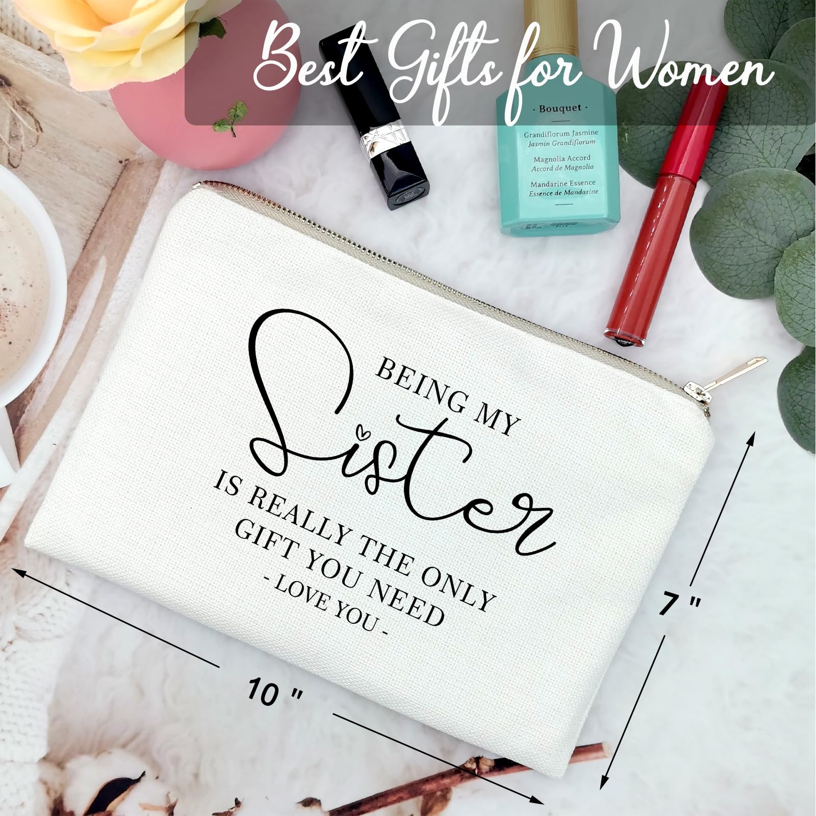 Funny Sister Gift Ideas - Cute Makeup Bag for Best Sister Birthday Present | 
